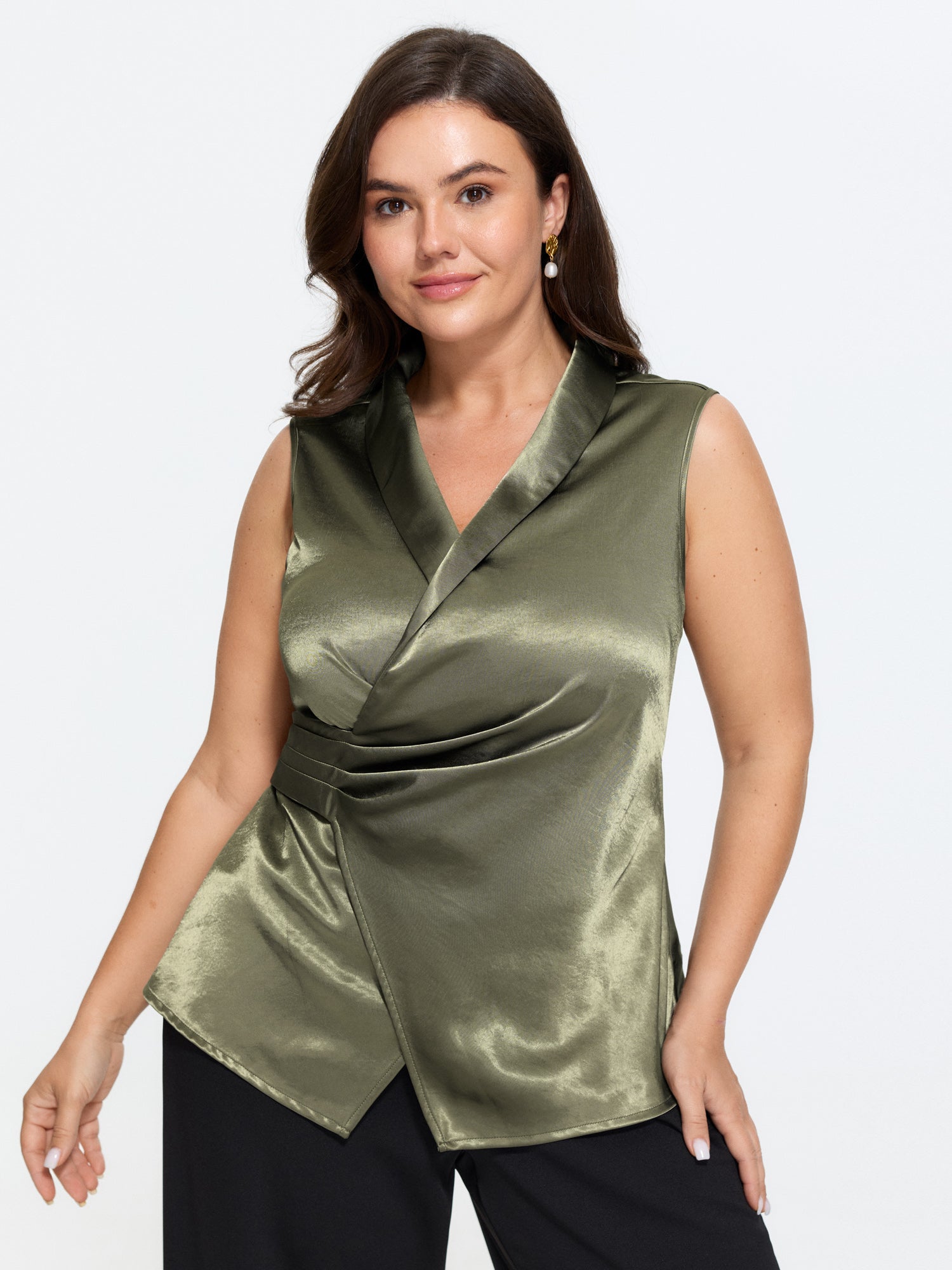 Shimmery Waist-Tie Split Tank Top