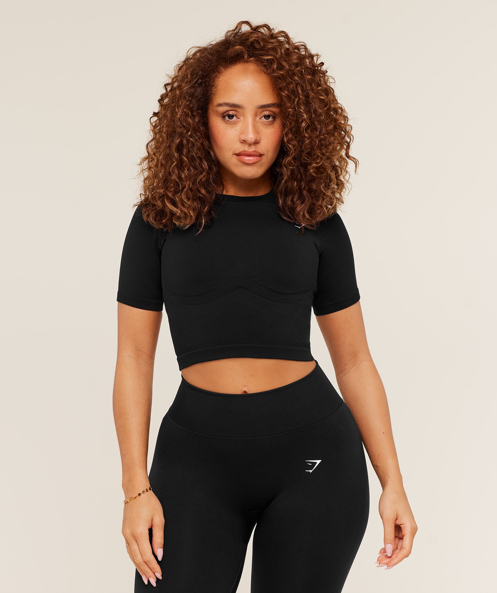 Gymshark Lift Seamless Short Sleeve Top - Black/Black Marl