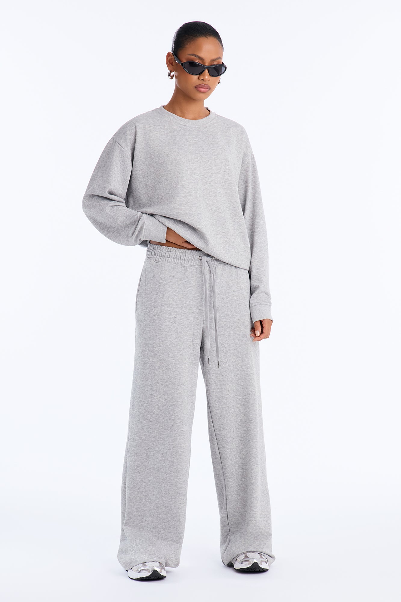 Winning Streak Fleece Pant Set - Heather Grey
