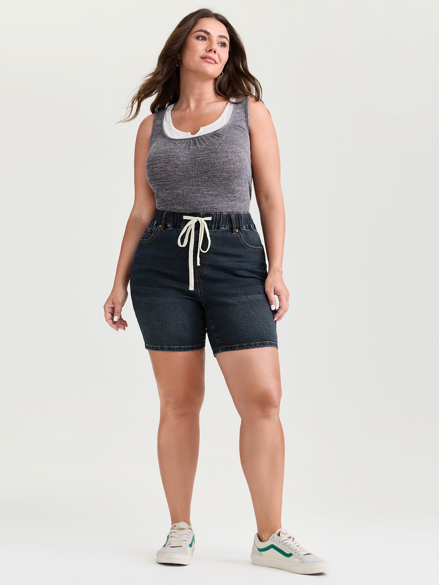 Easy Pull-On Stretchy Skinny-Fit Denim Shorts