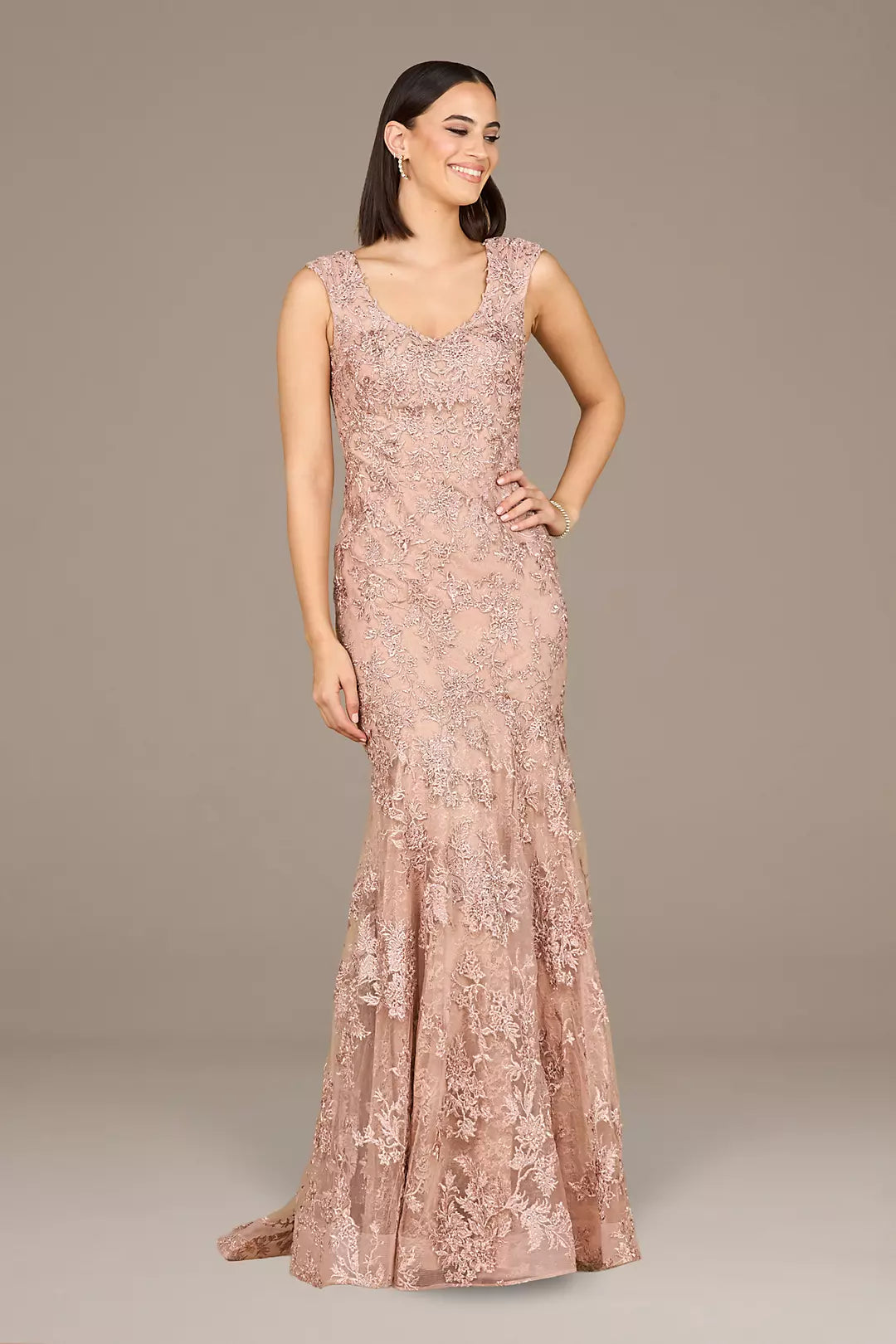 Sleeveless Mermaid Lace Embroidered Gown
