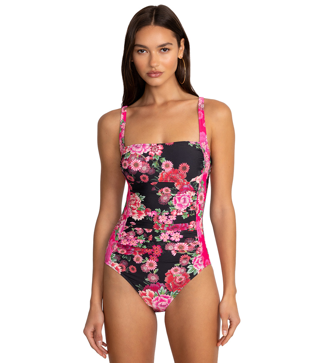 Johnny Was Women's Blum Ruched One Piece Swimsuit