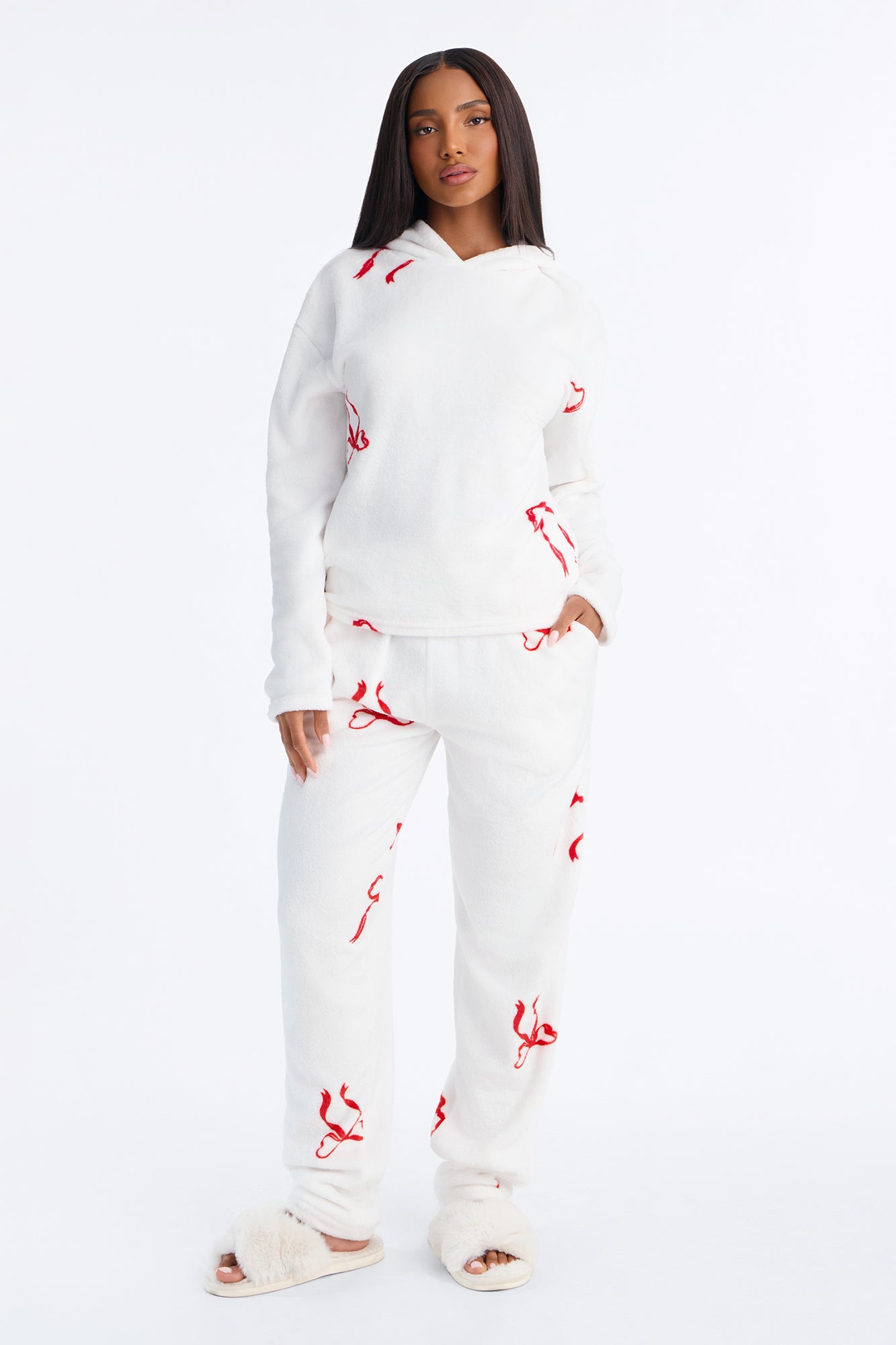 Living In The Moment Plush PJ Jogger Pant Set - White