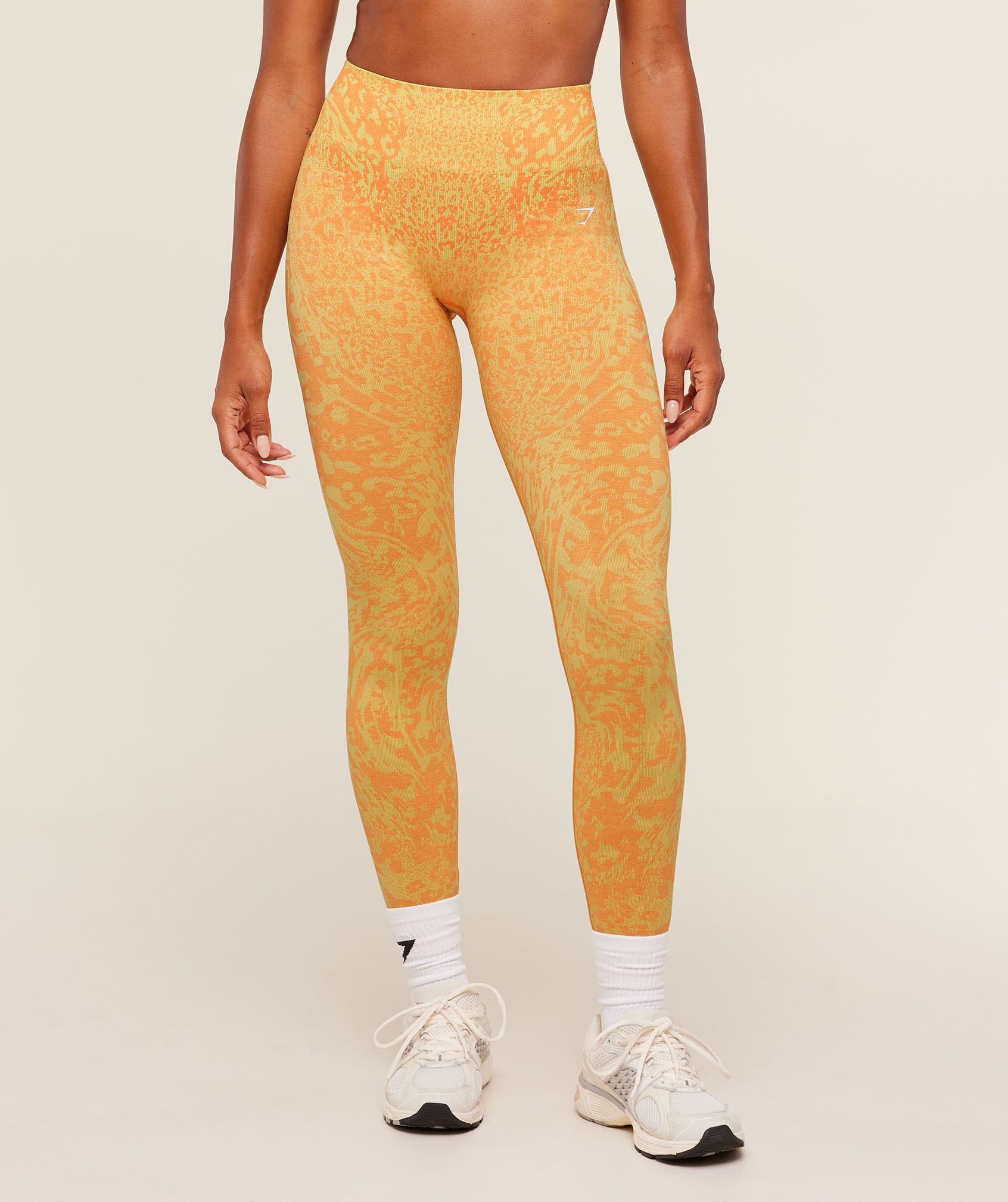 Gymshark Adapt Animal Leggings - Sorbet Yellow/Dayglow Peach