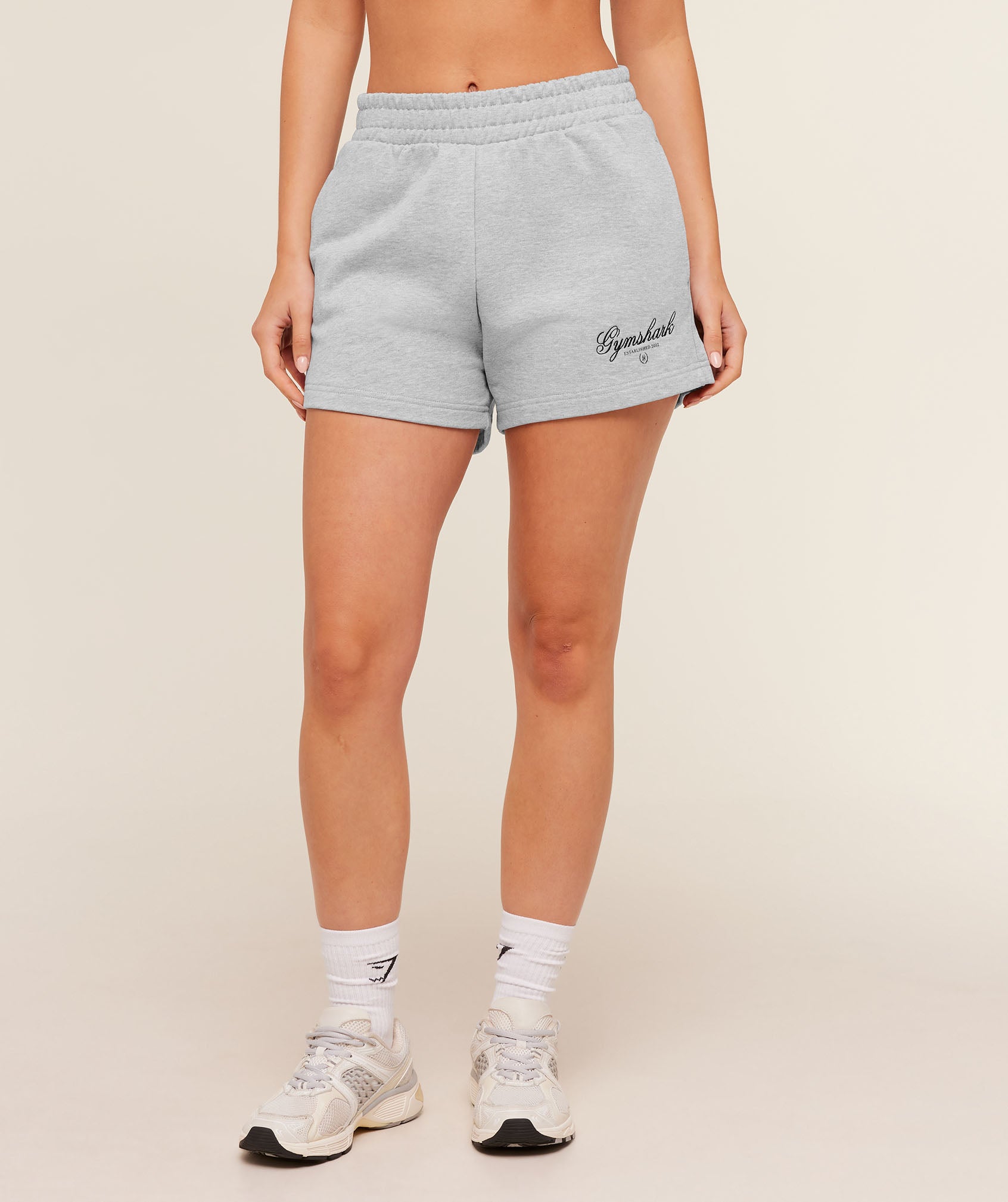 Gymshark Script Embroidery Shorts - Light Grey Core Marl