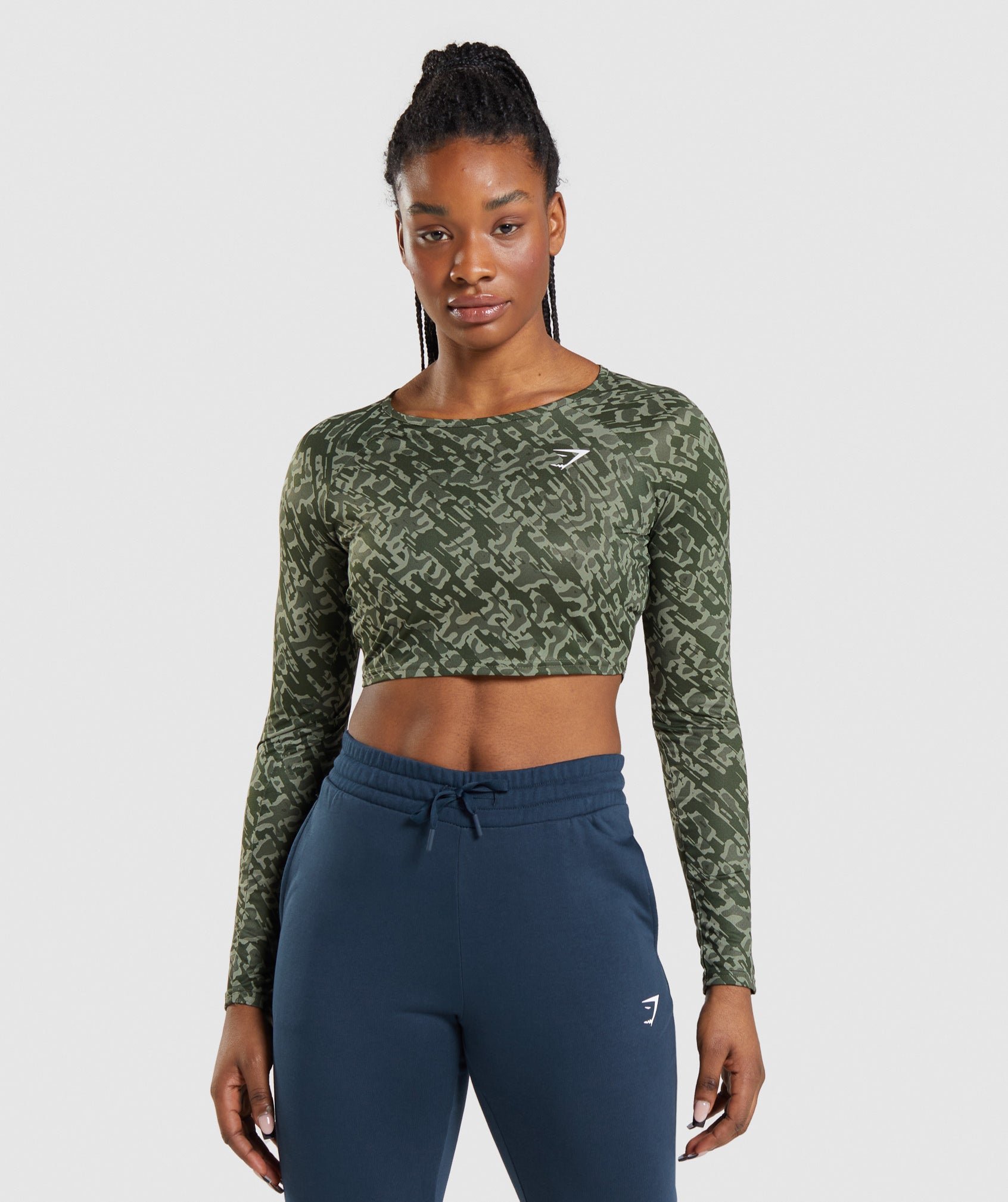 Gymshark Training Long Sleeve Crop Top - Core Olive