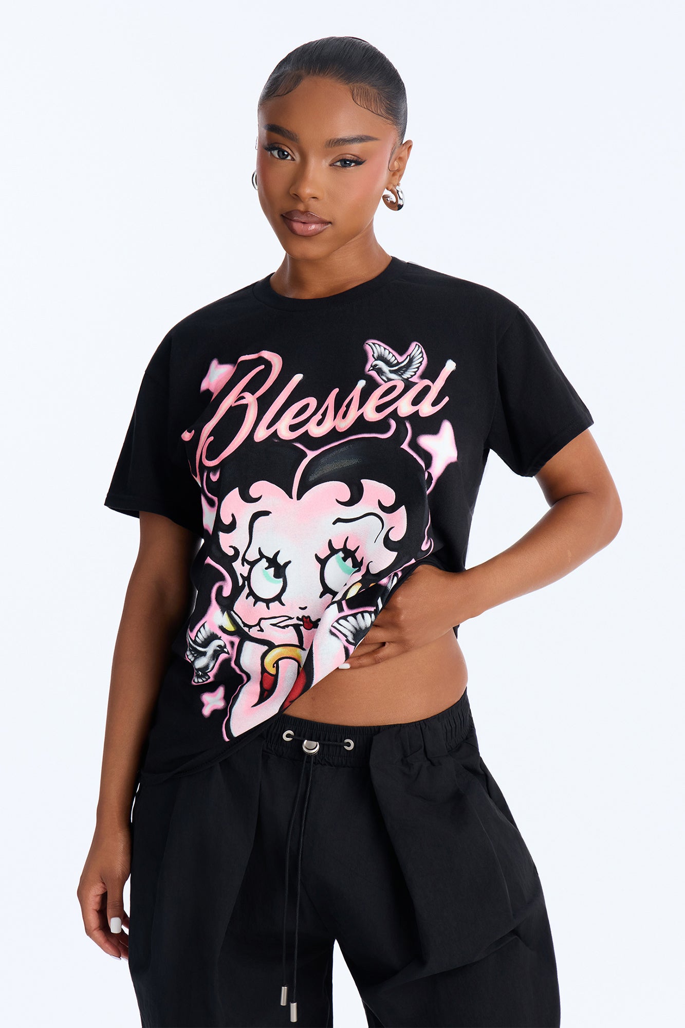 Betty Boop Airbrushed Blessed Tee - Black