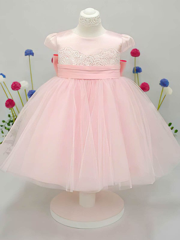 Beautiful A-Line Jewel Neck Tulle Flower Girl Dresses with Bow
