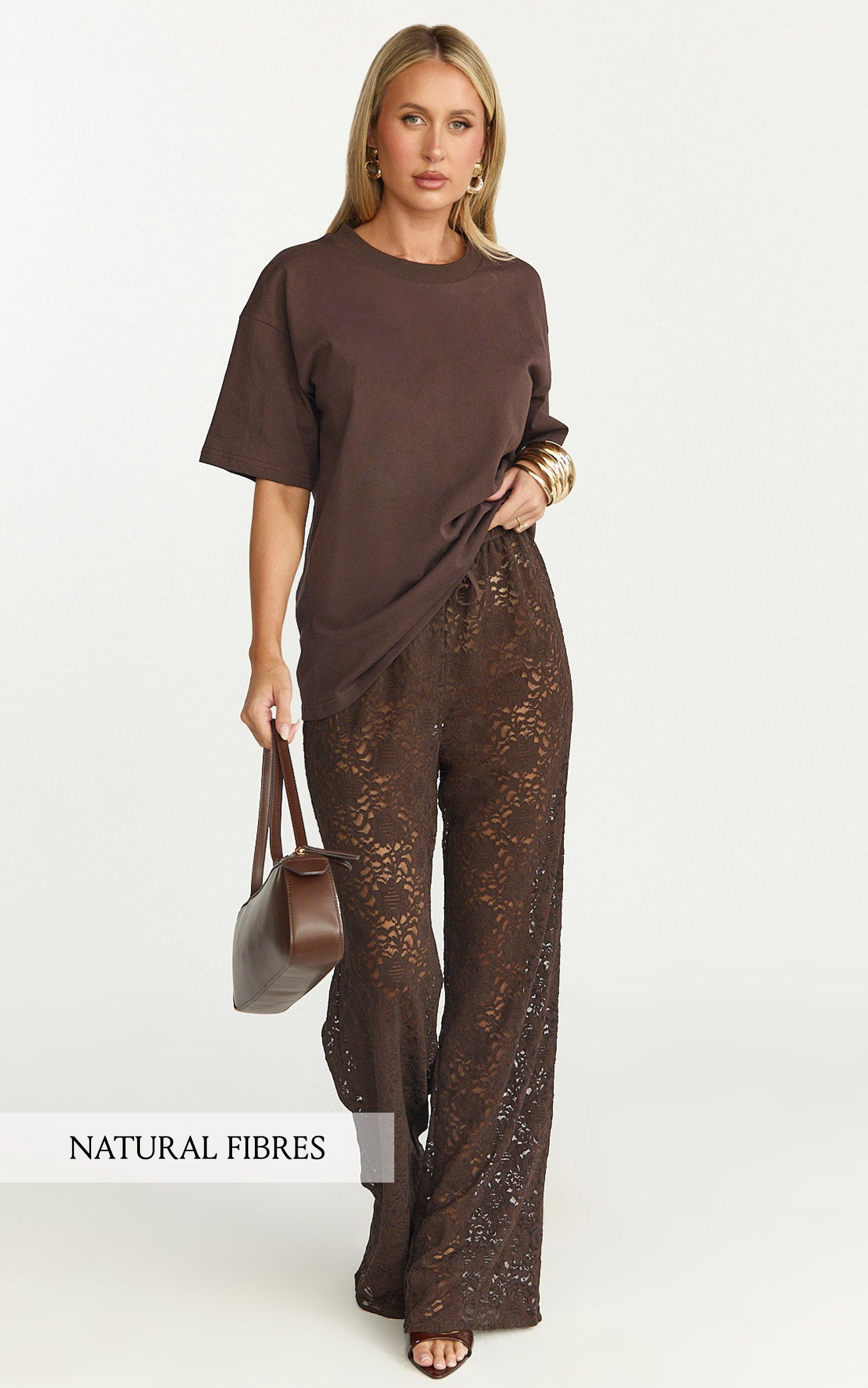 Prizza Top - Longline Boyfriend Tee Top in Chocolate
