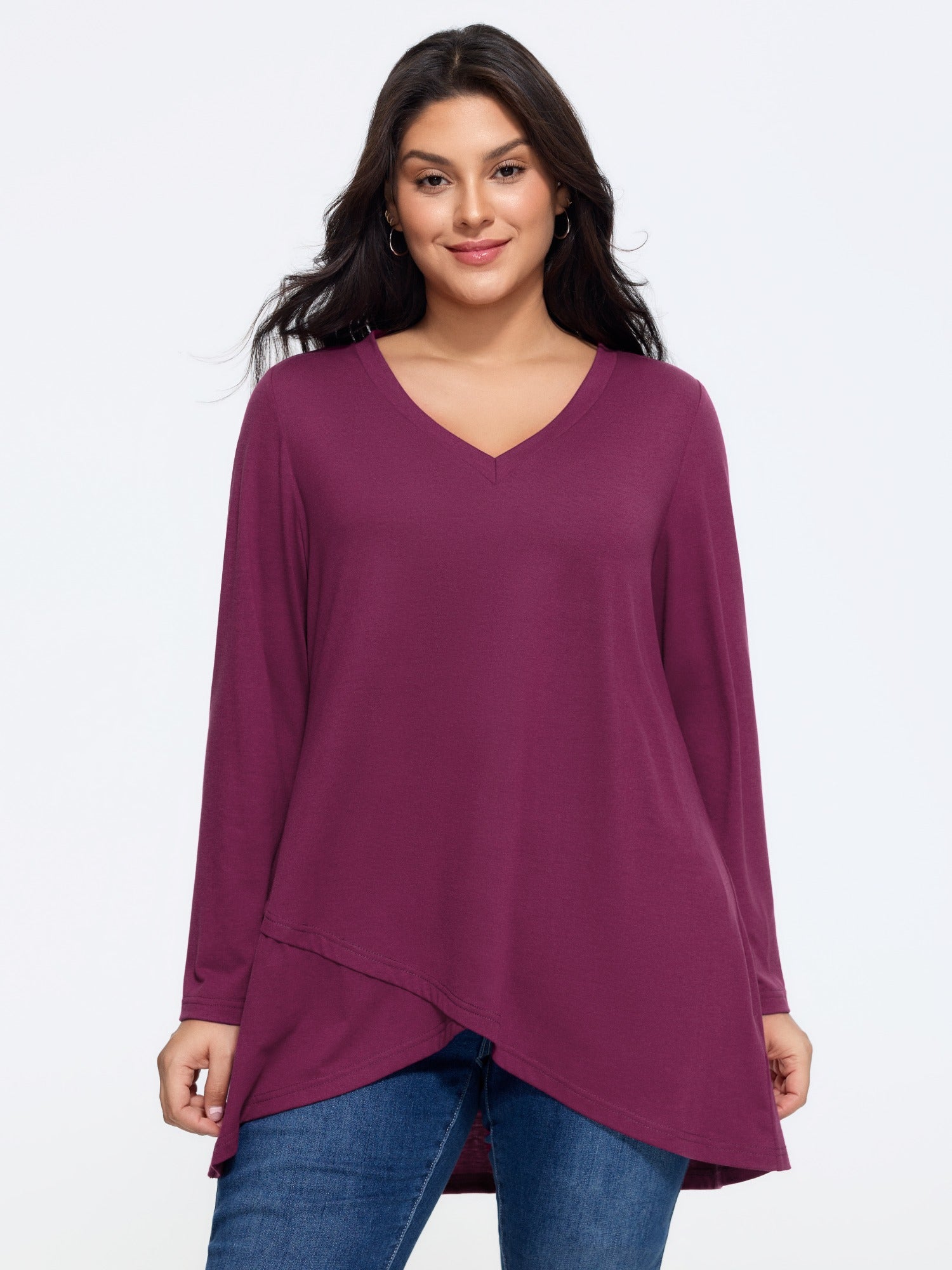 Supersoft Solid Asymmetrical Hem T-Shirt