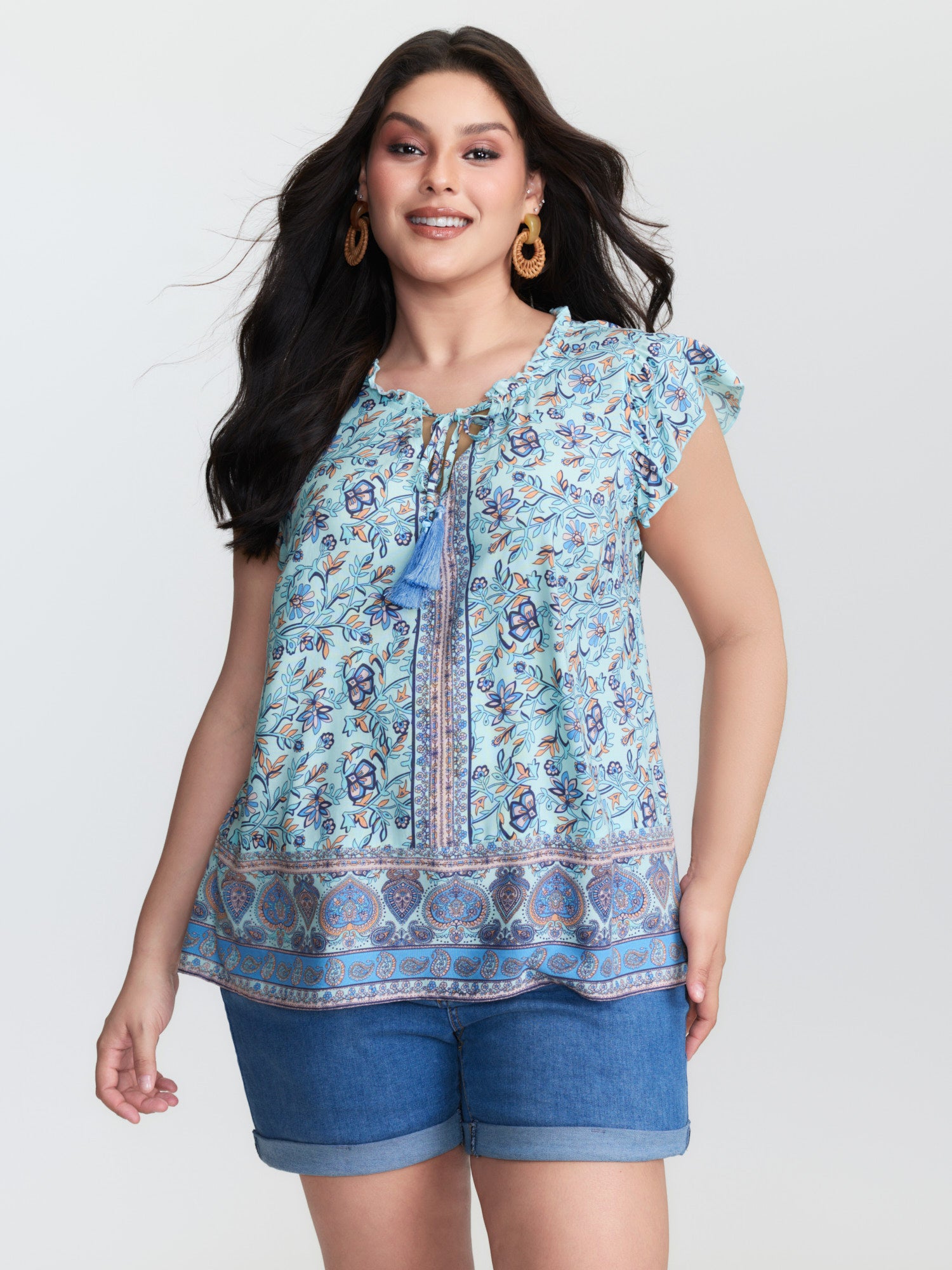 Boho Romance Bust-Friendly Drawstring Blouse