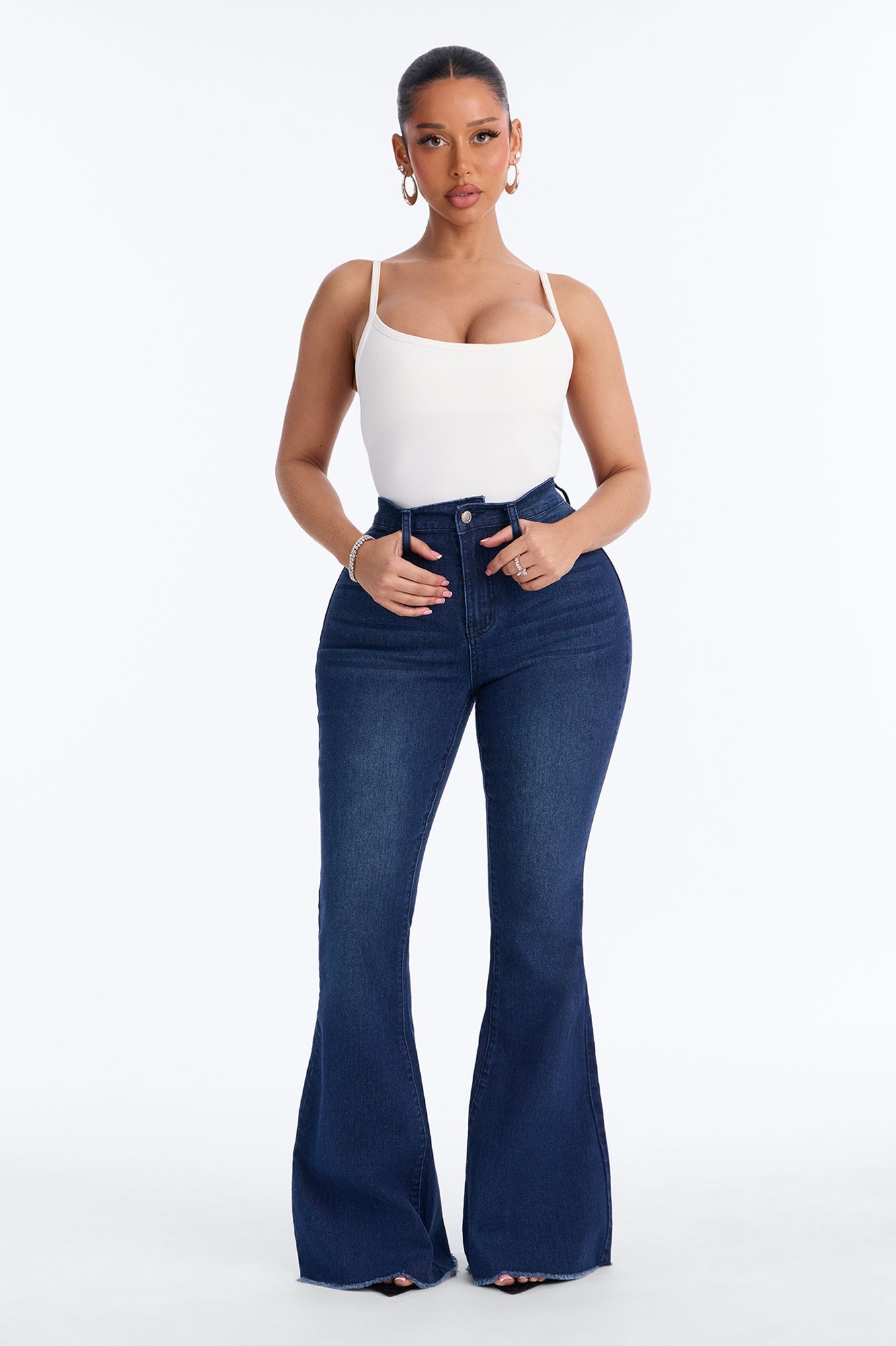 Lucy High Rise Stretch Flare Jeans - Dark Wash