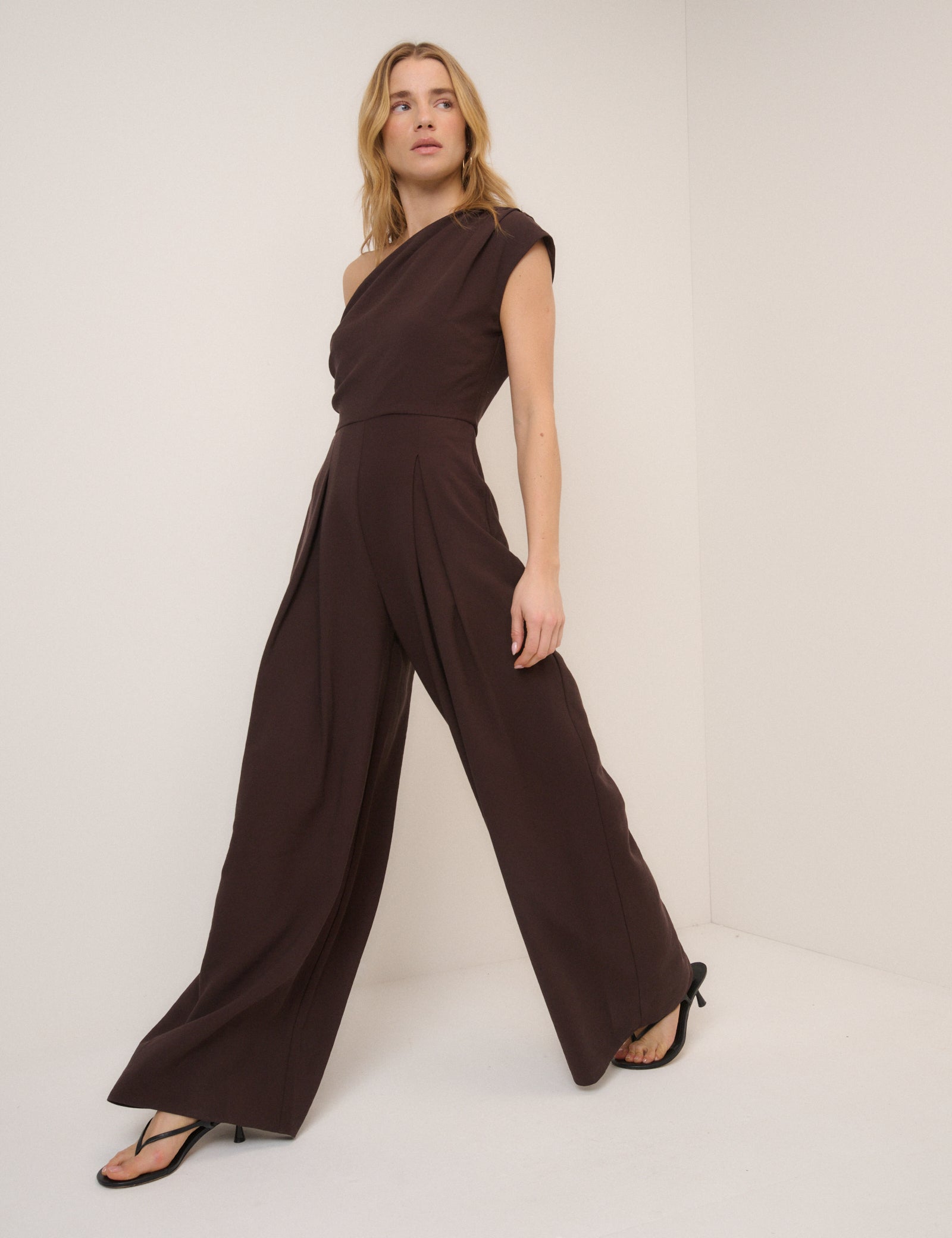 Brown One Shoulder Sanaria Jumpsuit