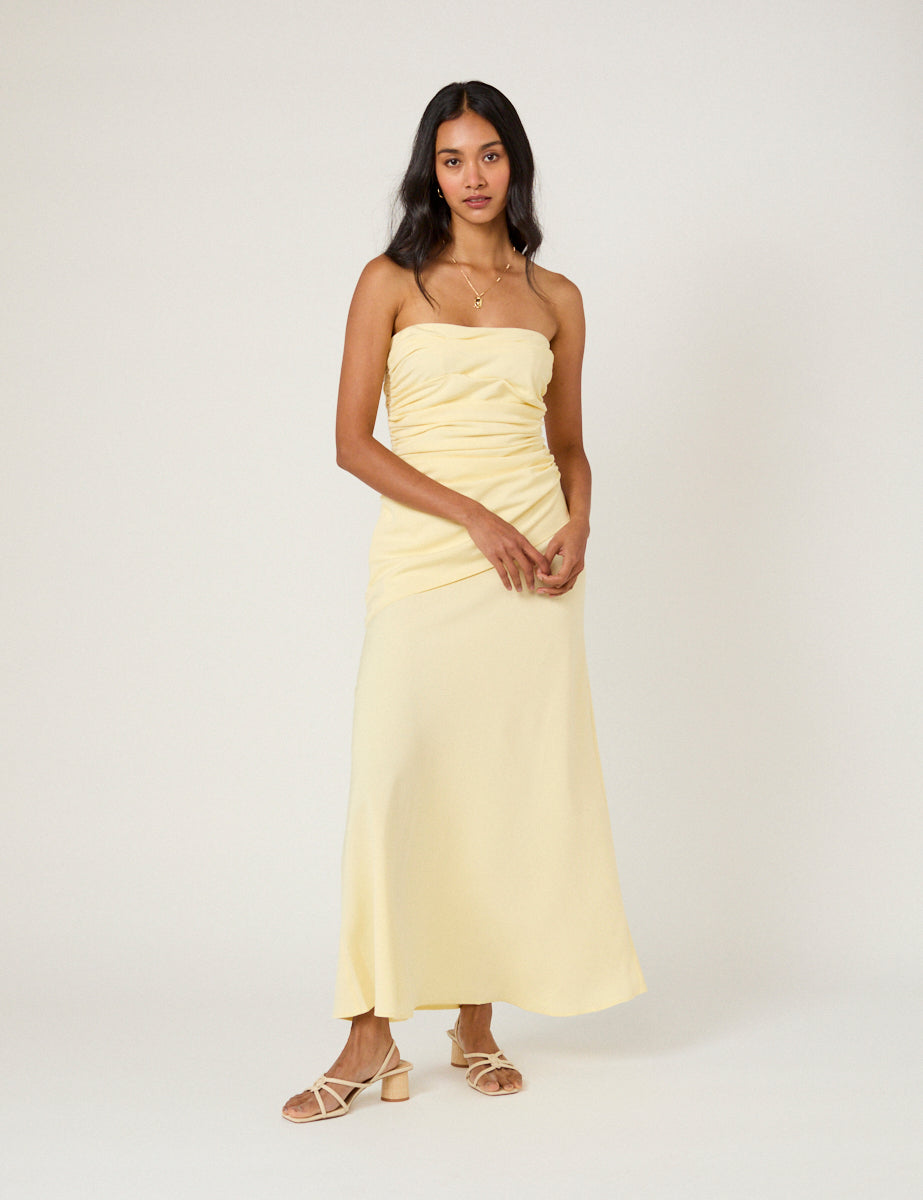 Butter Yellow Bandeau Kiva Maxi Dress