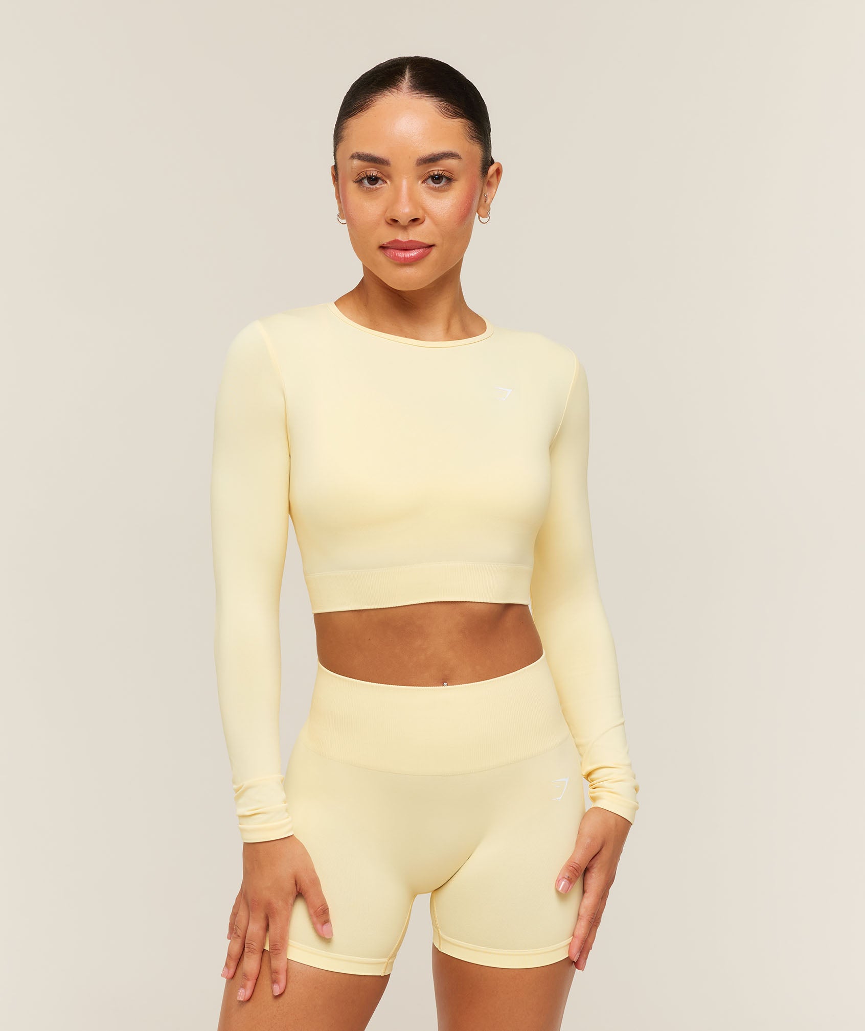 Gymshark Everyday Seamless Long Sleeve Crop Top - Butter Yellow