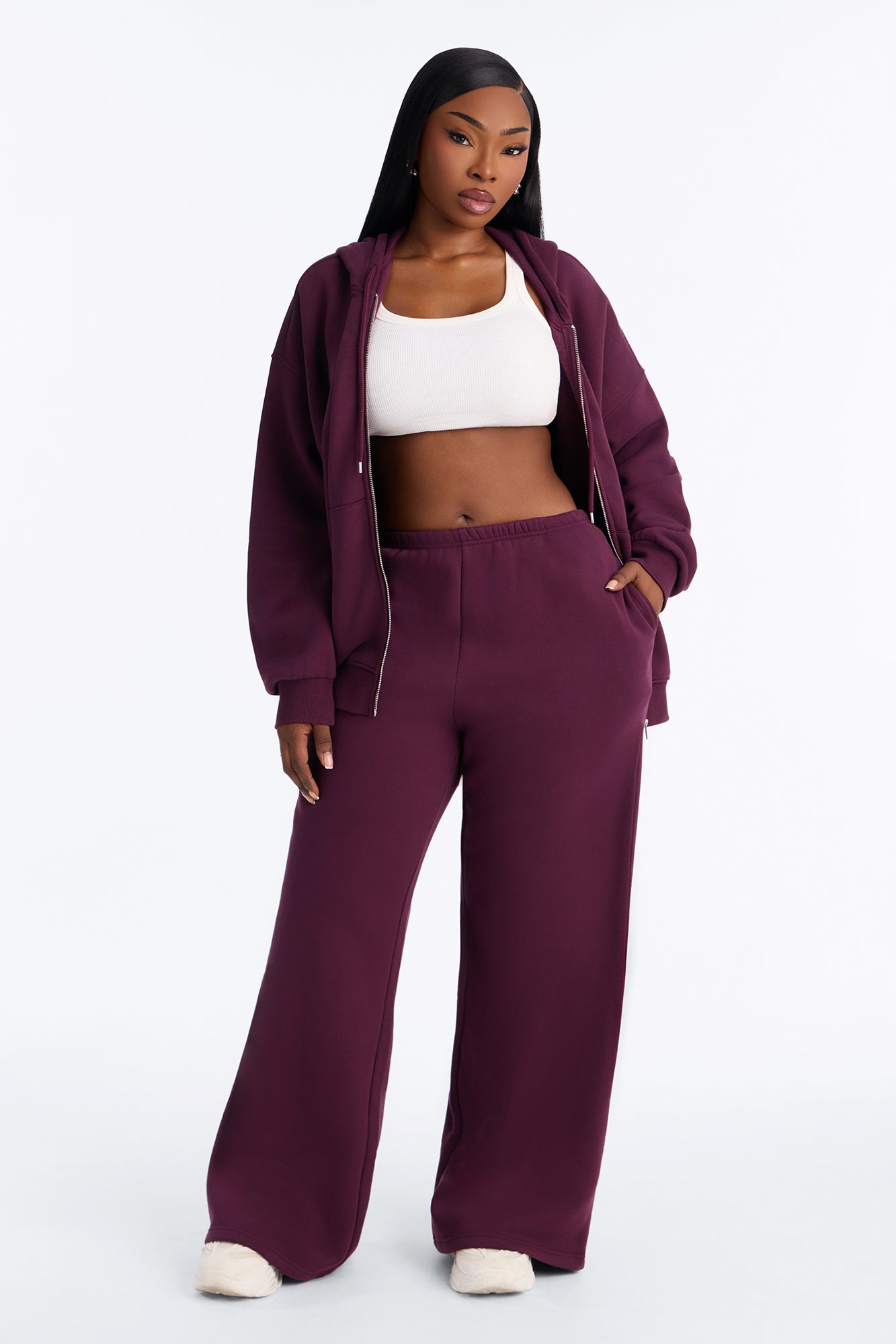 Chill Living Fleece Pant Set - Plum