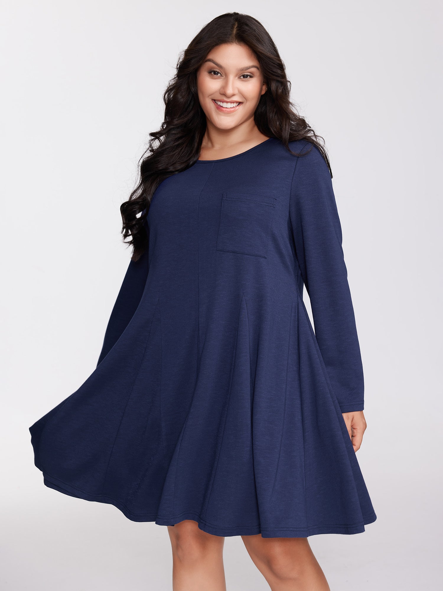 Supersoft Bamboo Textured Waist-Defining Midi Dress