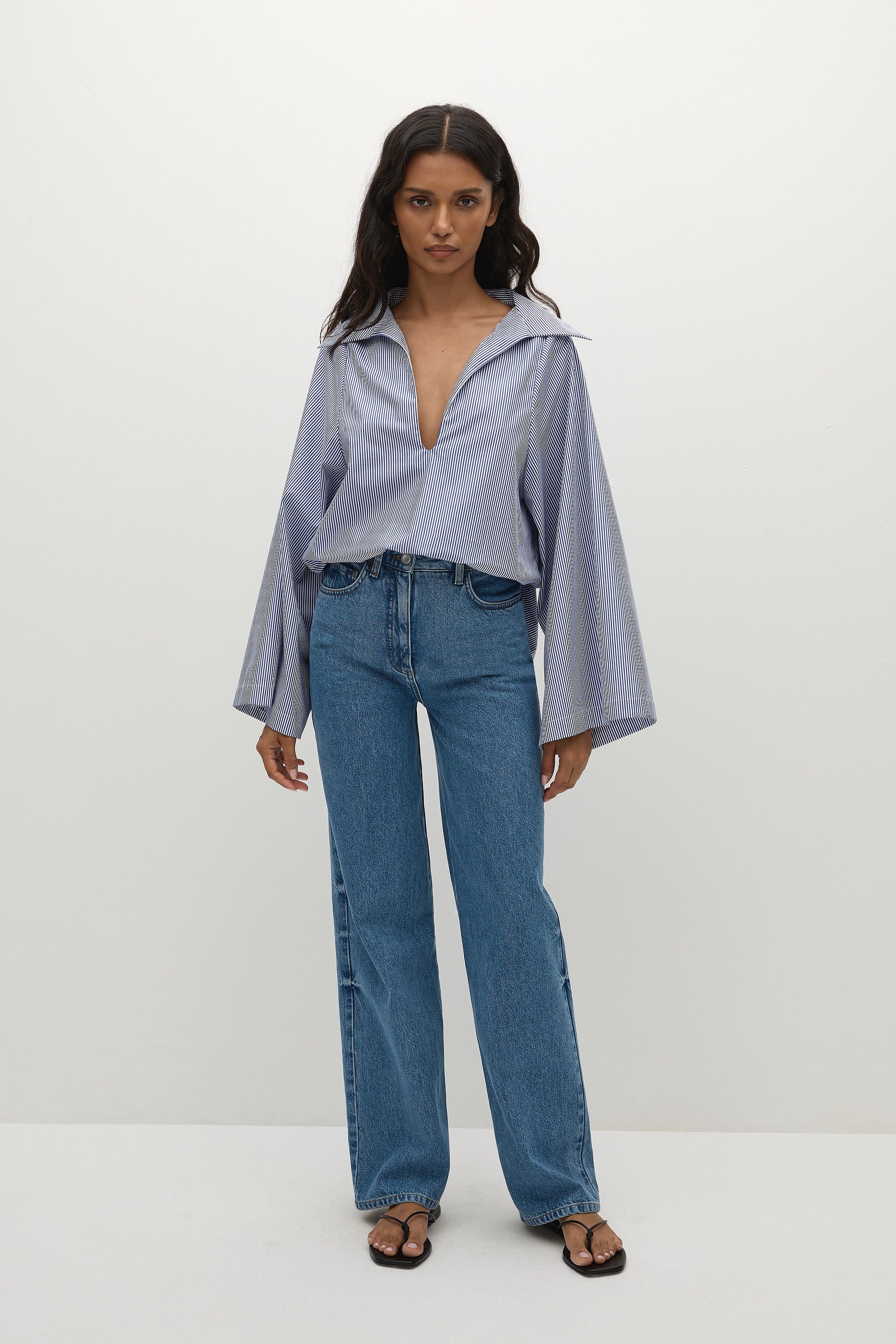 Gaia Top Helle Stripe Vintage Navy - Final Sale
