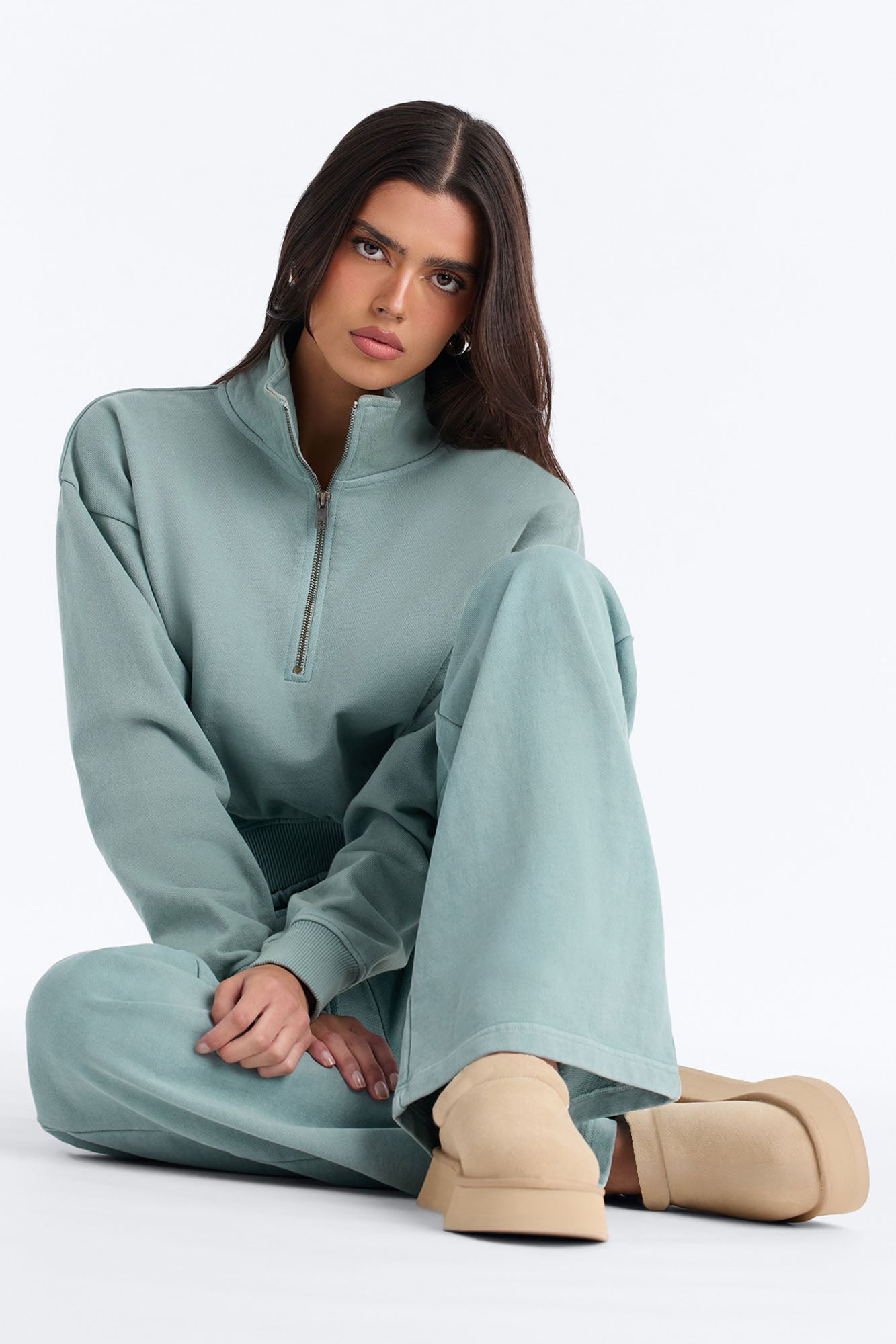 TERRY Wide Leg Sweatpant - Washed Sage
