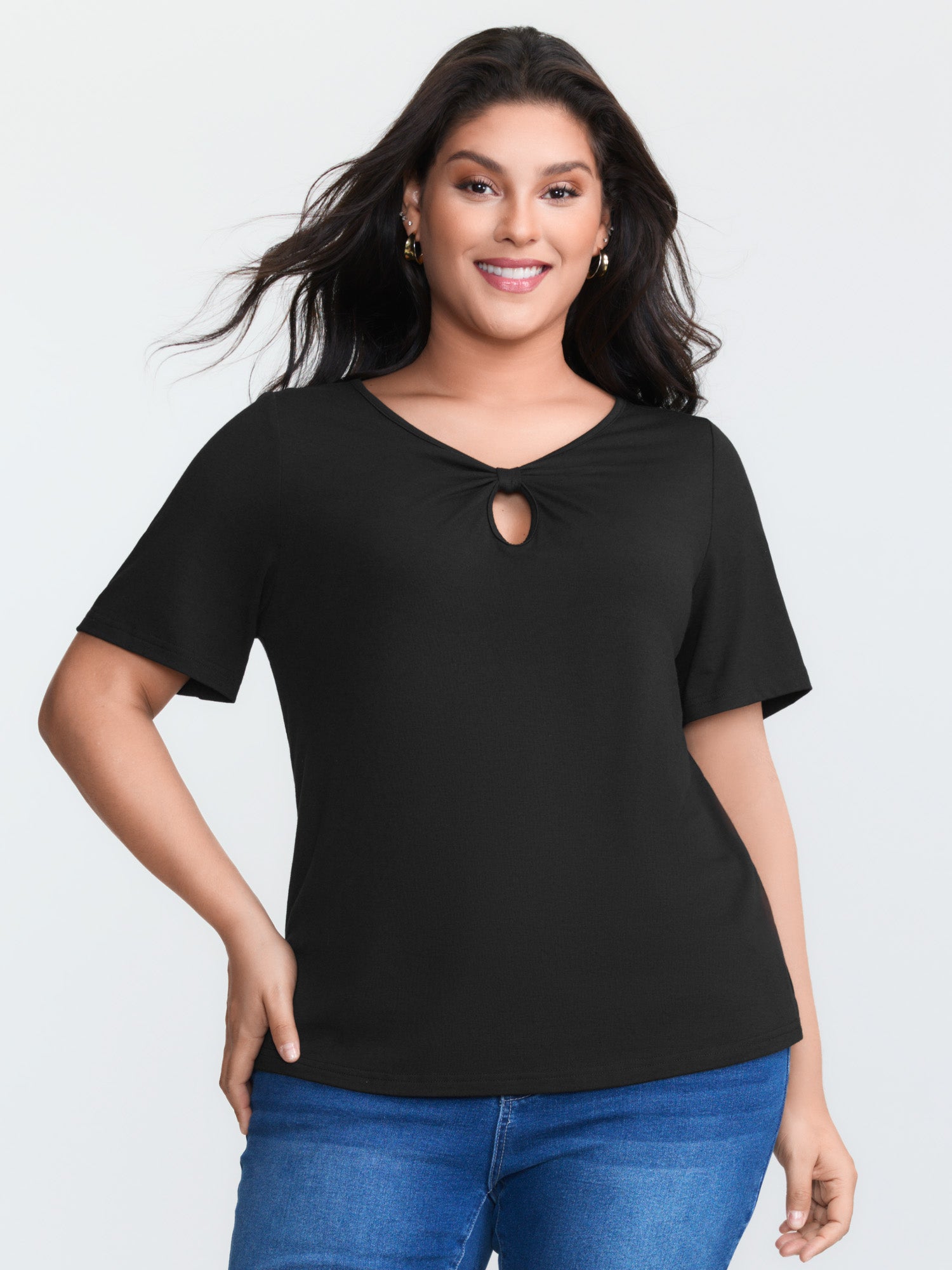 Supersoft Keyhole Neckline Drawstring T-Shirt