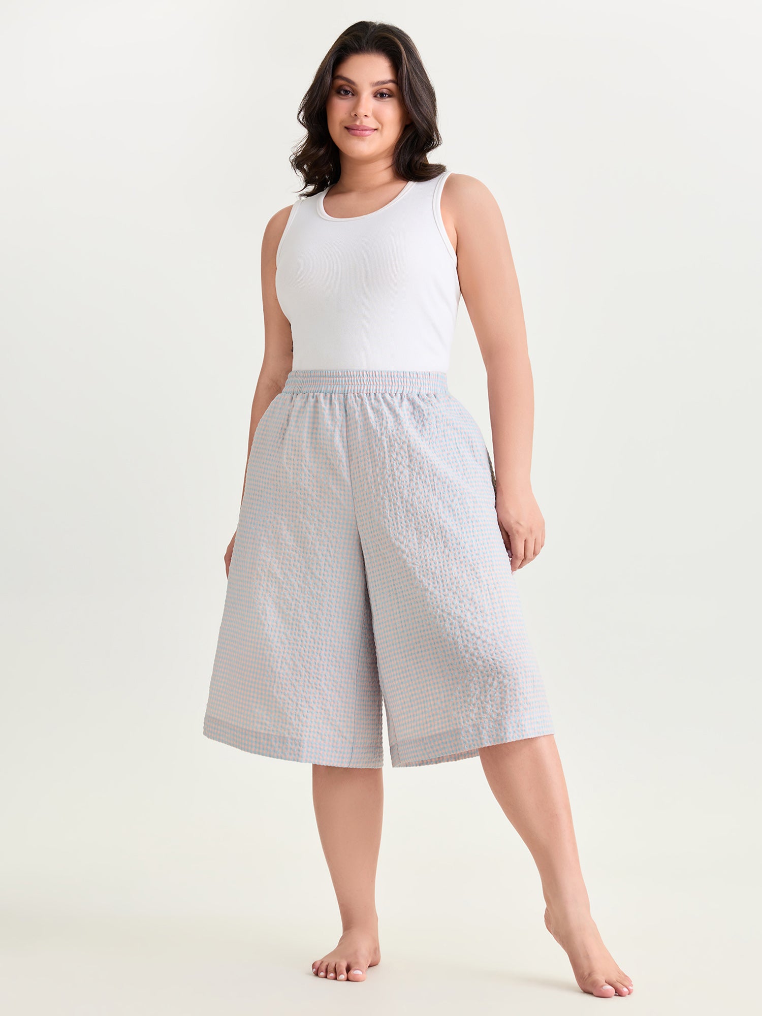Cozy Wide-Leg Plain Cropped Lounge Pants