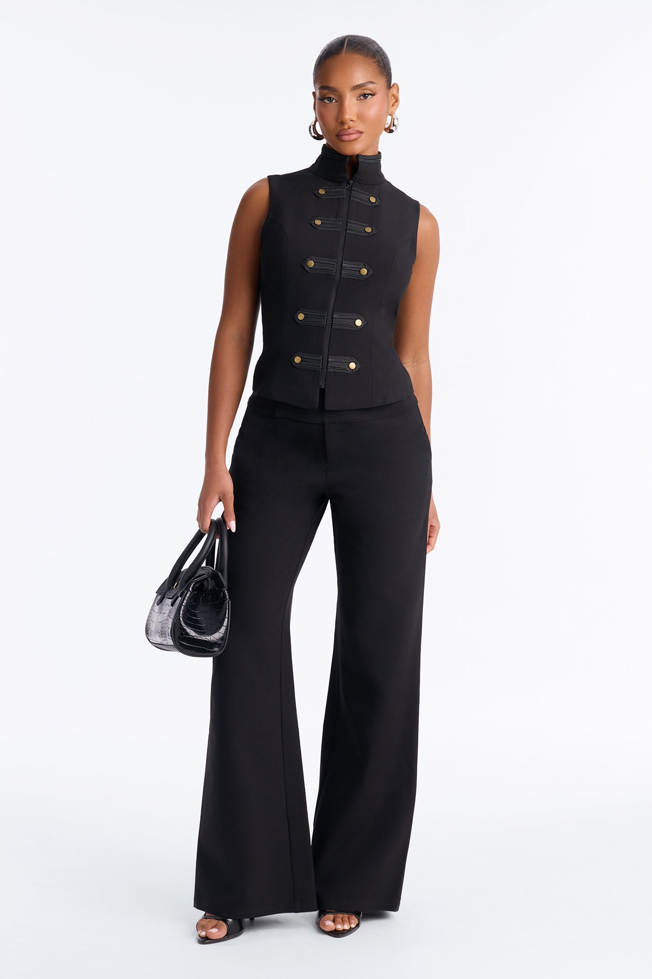 Viena Vest Leg Pant Set - Black