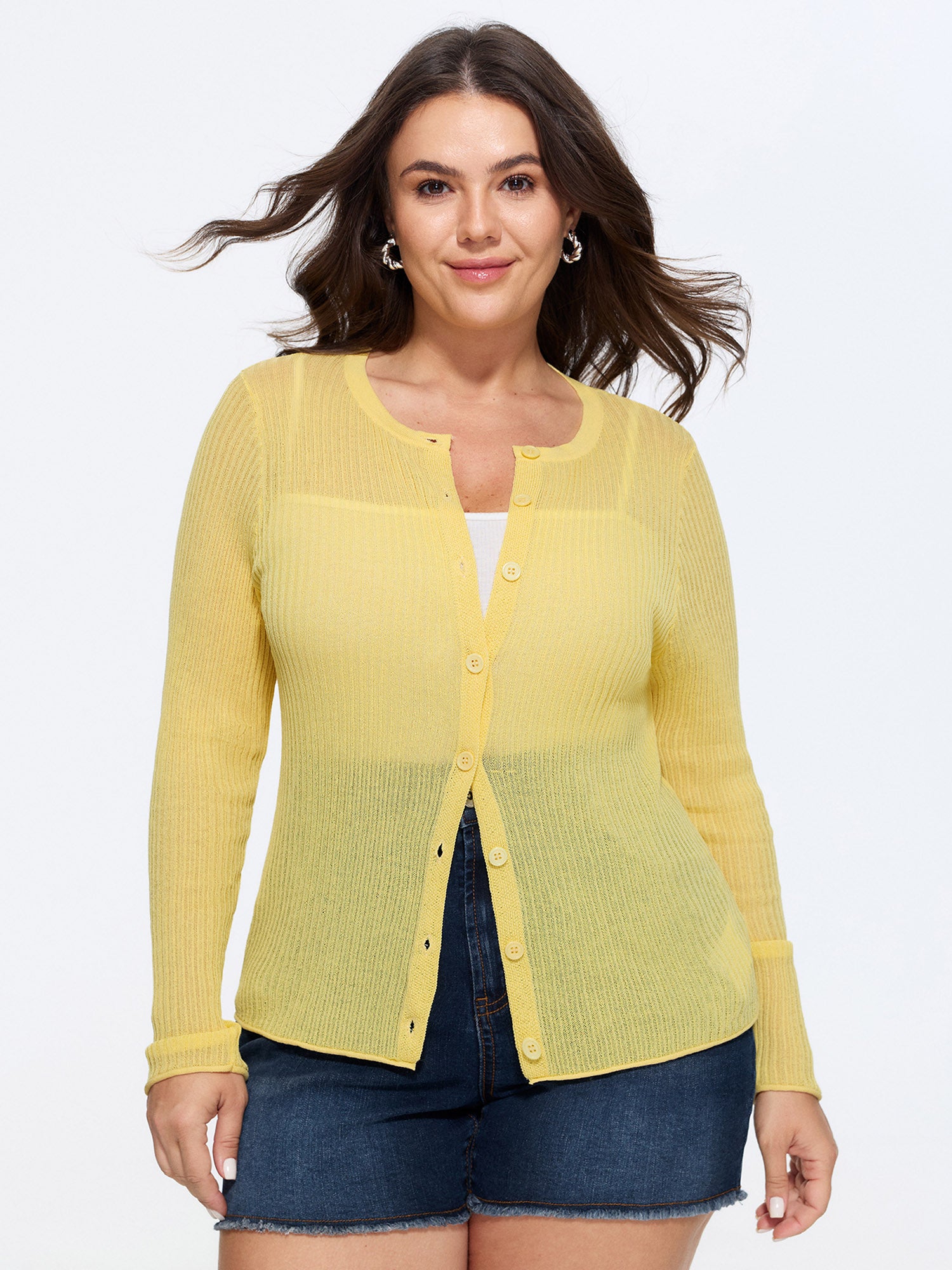 Breathable Sheer Fitted Knit Cardigan