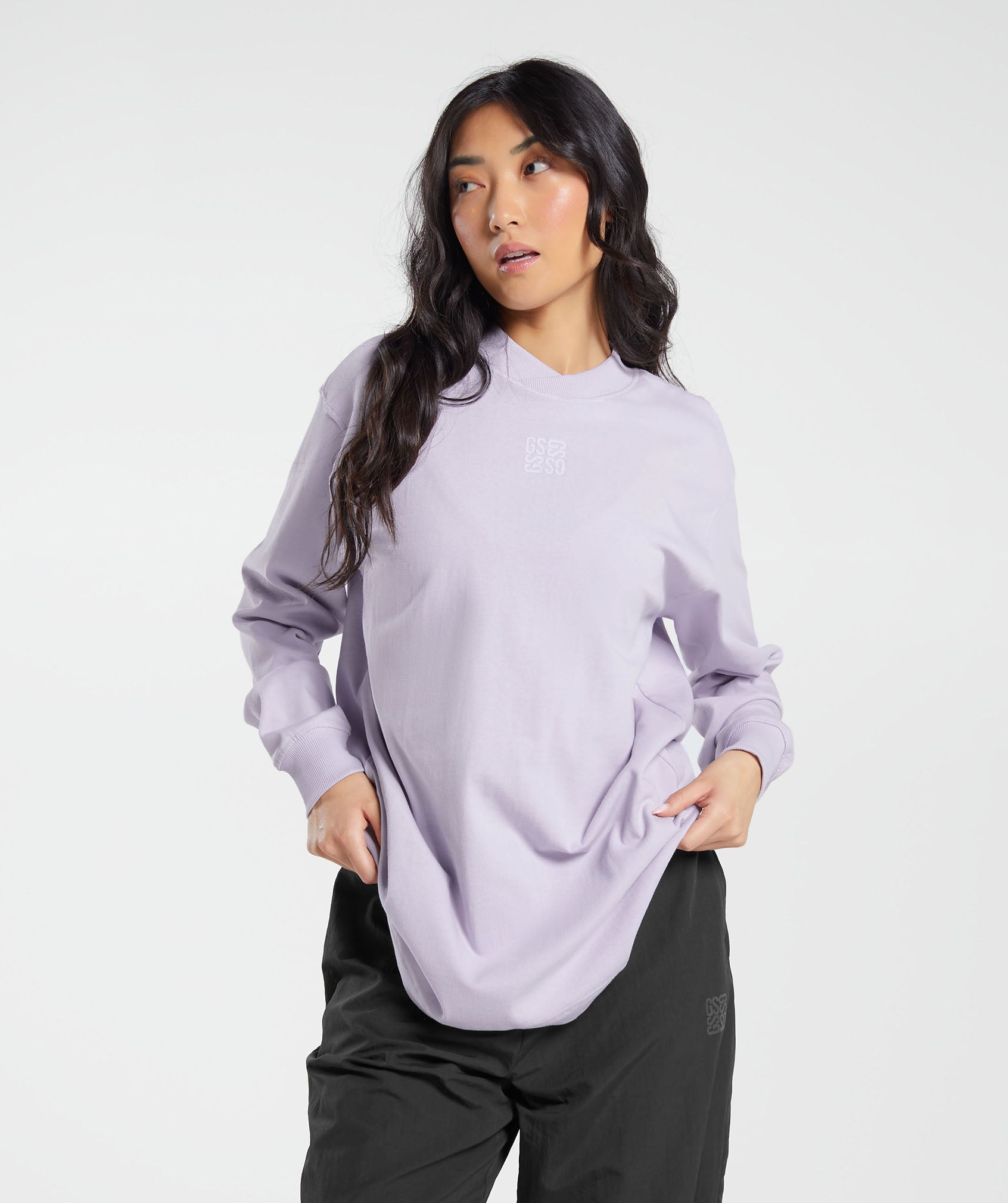Gymshark Monogram Oversized Long Sleeve Top - Moon Purple