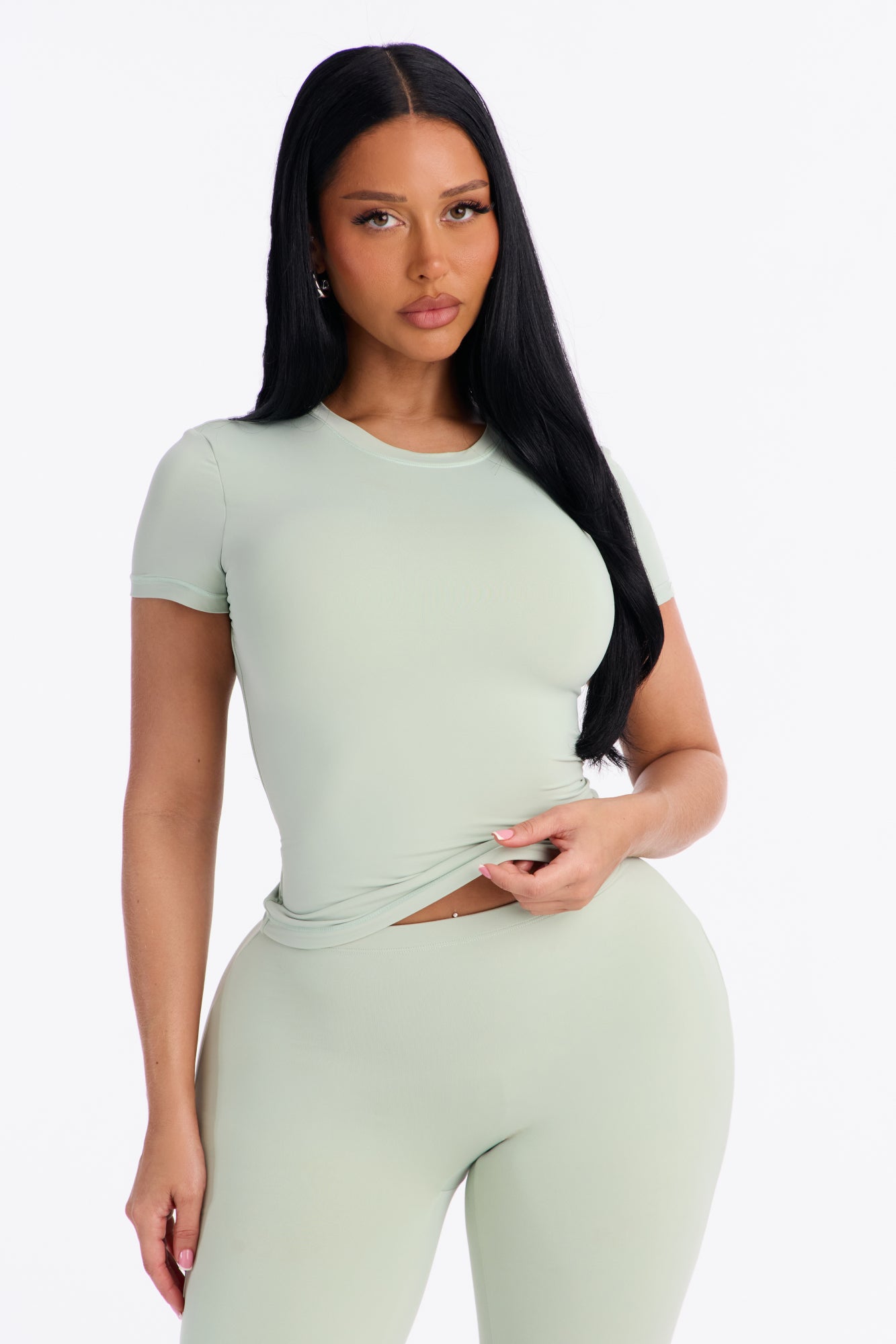 Second Skin Double Lined Short Sleeve Top - Mint