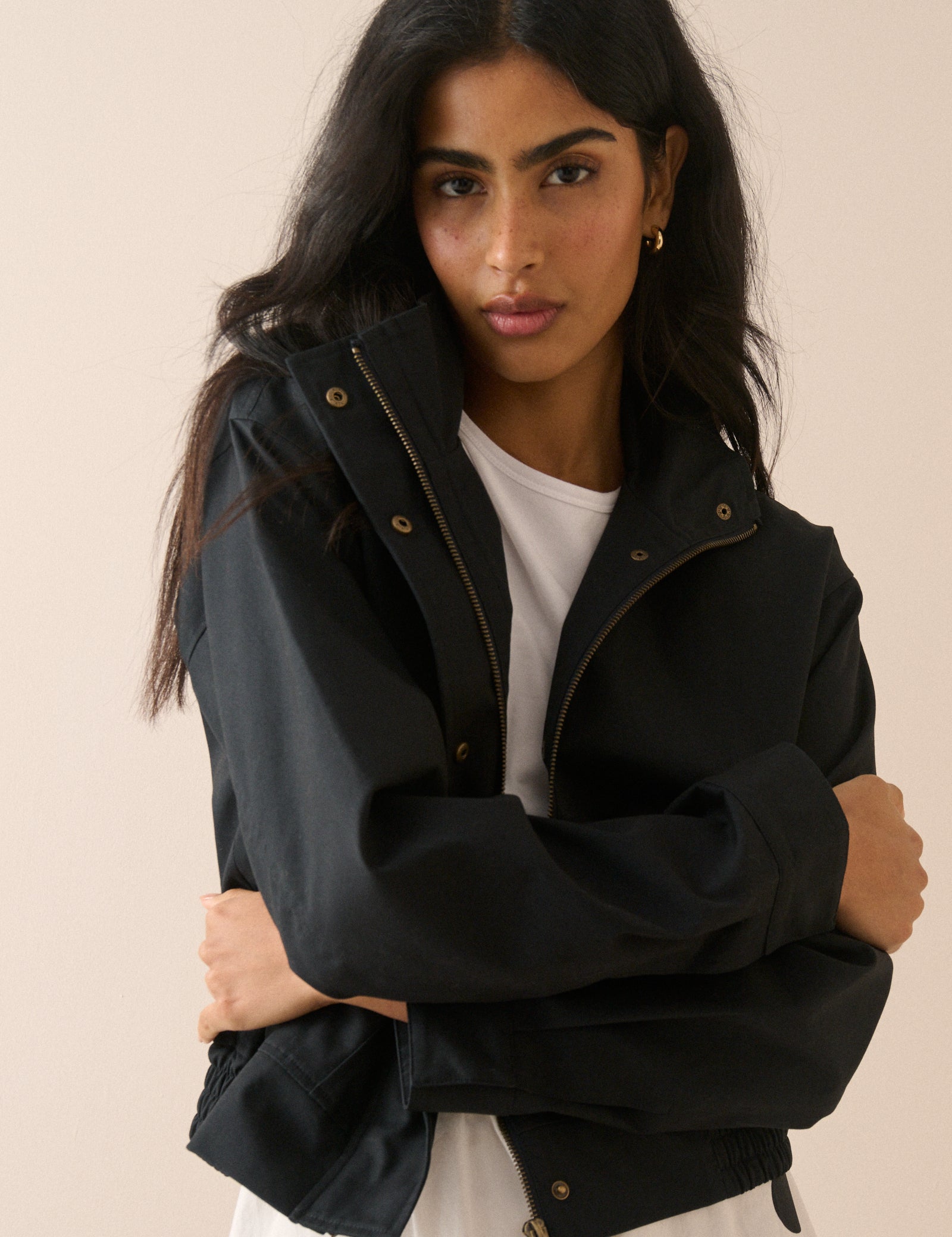 Dark Navy Funnel Neck Trinity Bomber Jacket