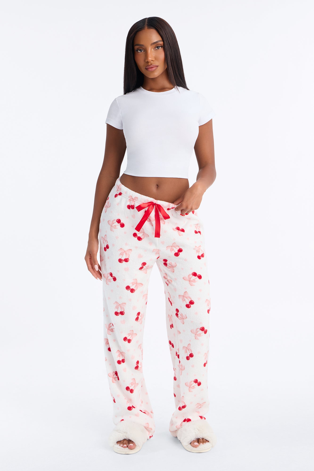 Cherry Sleepy PJ Pants - White