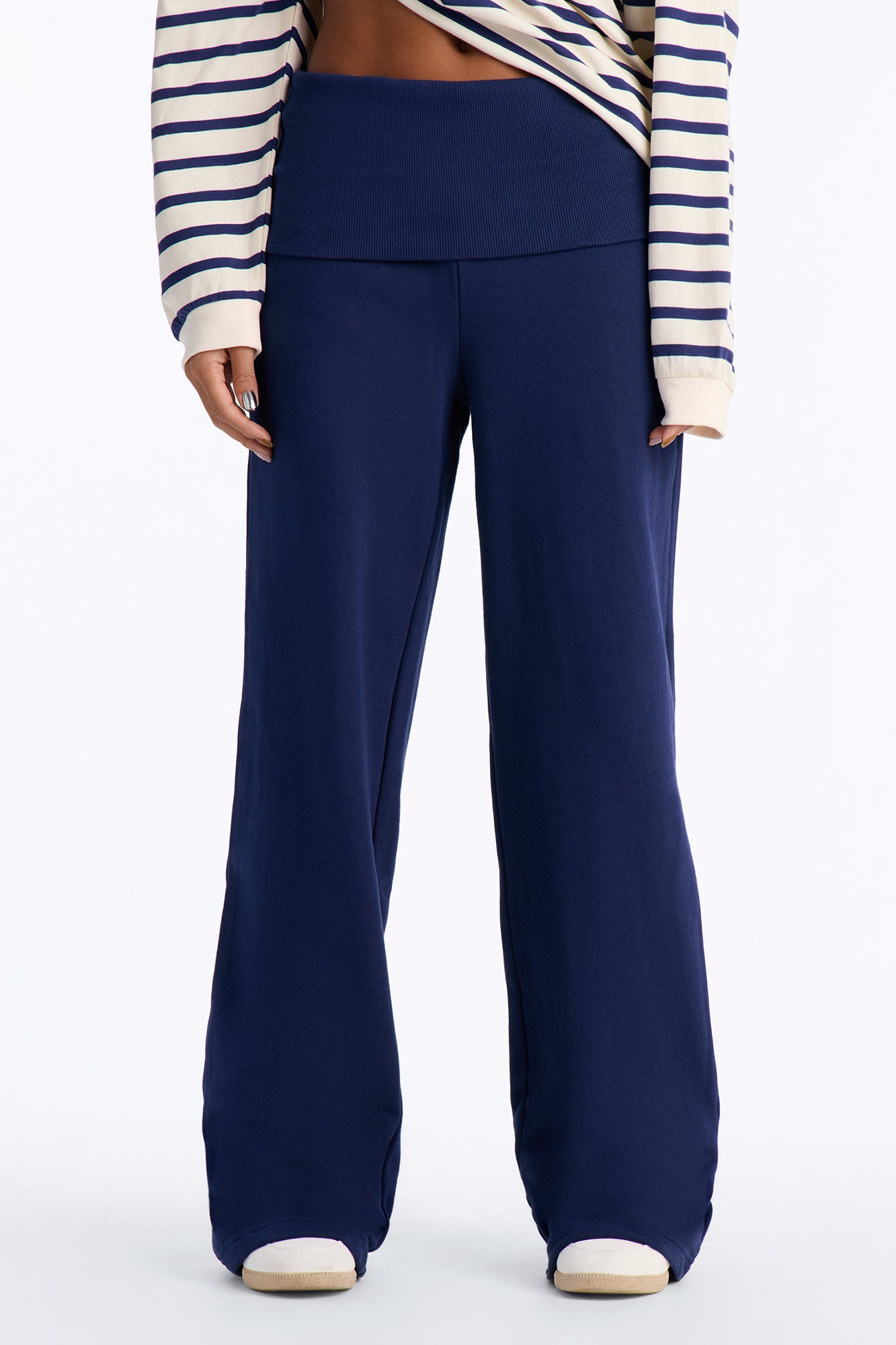 Blair Foldover French Terry Lounge Pant - Navy