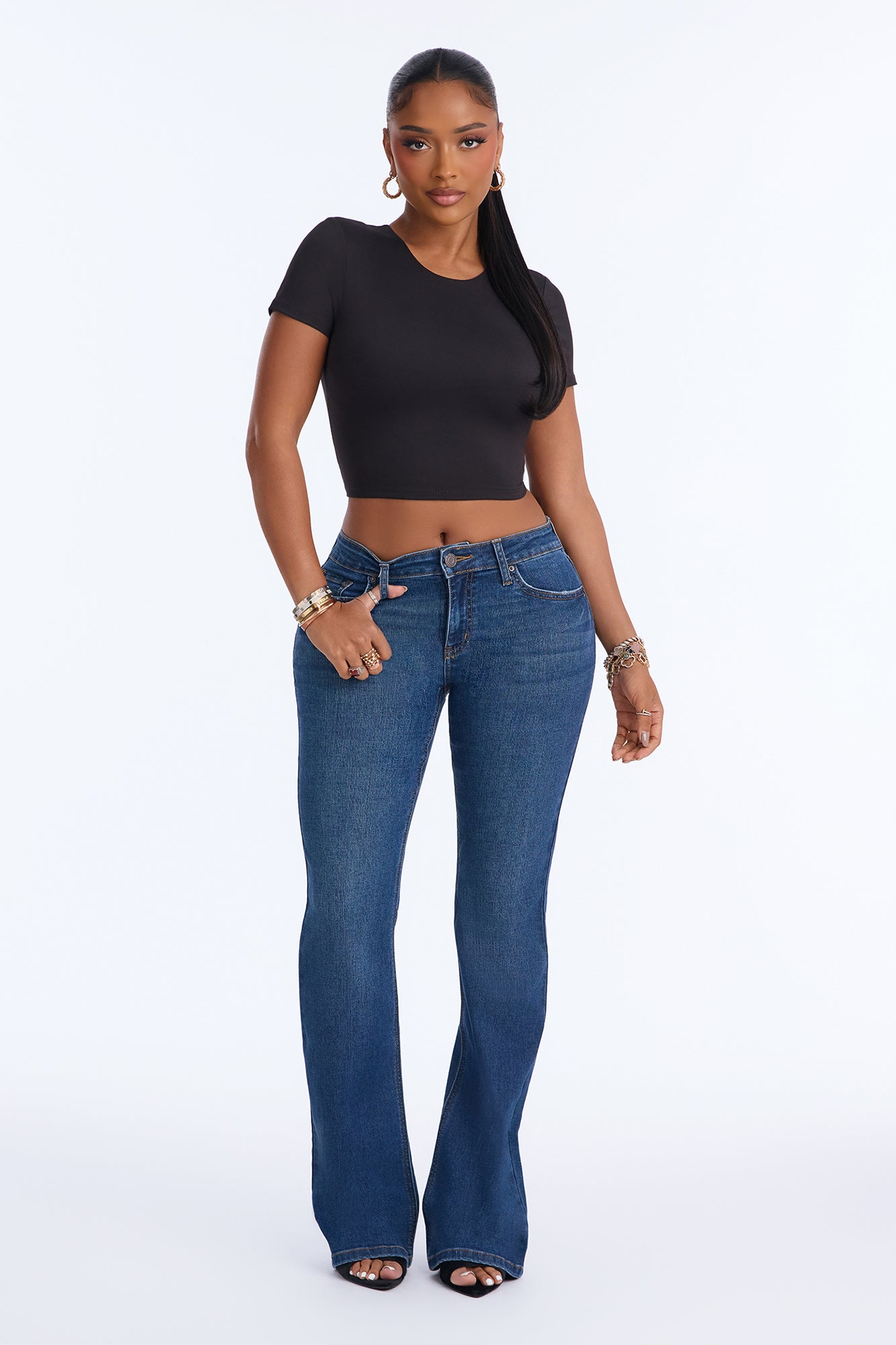 Taylor Mid Rise Stretch Bootcut Jeans - Dark Wash