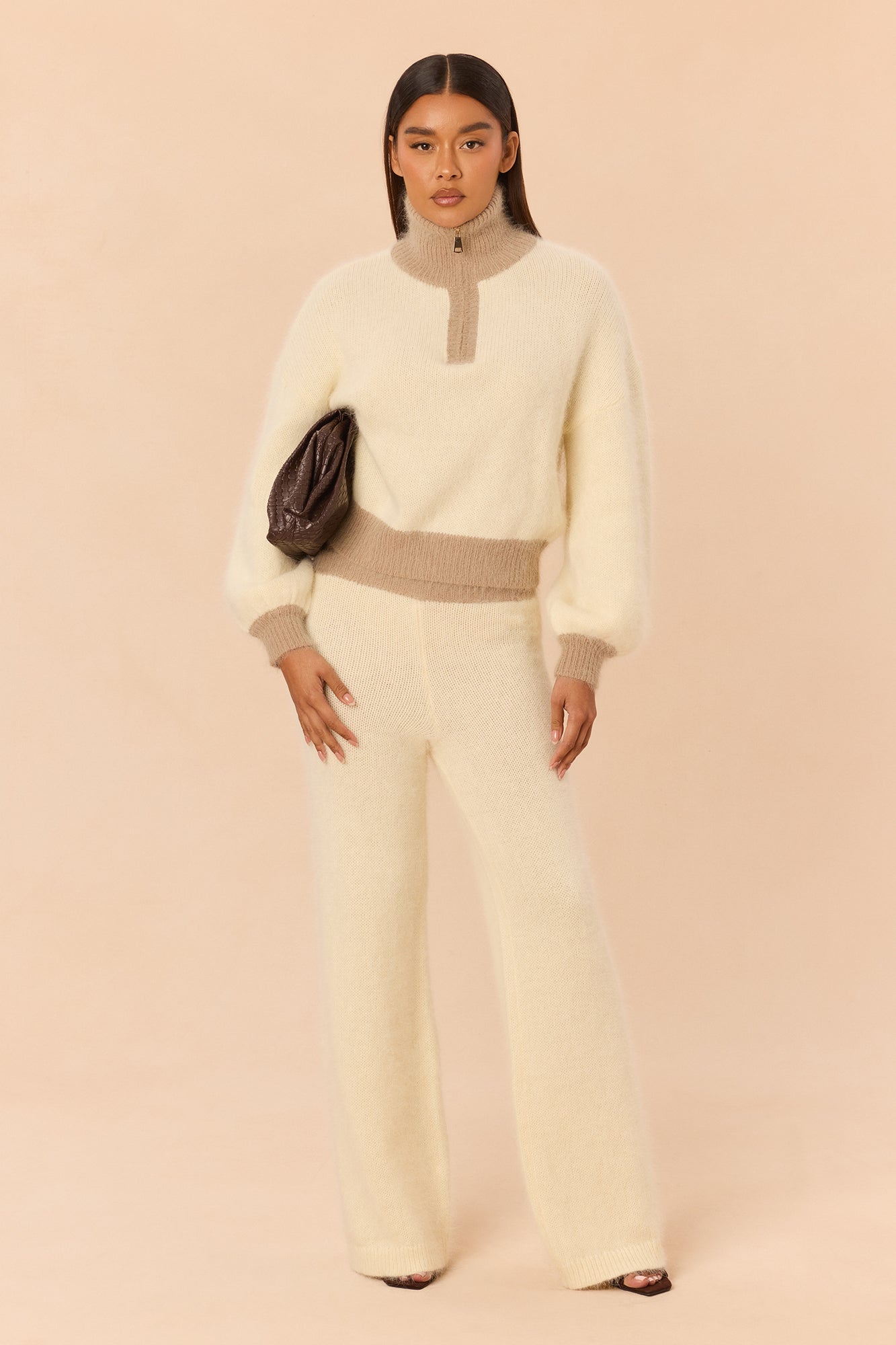 Staying In Sweater Pant Set - Cream/combo
