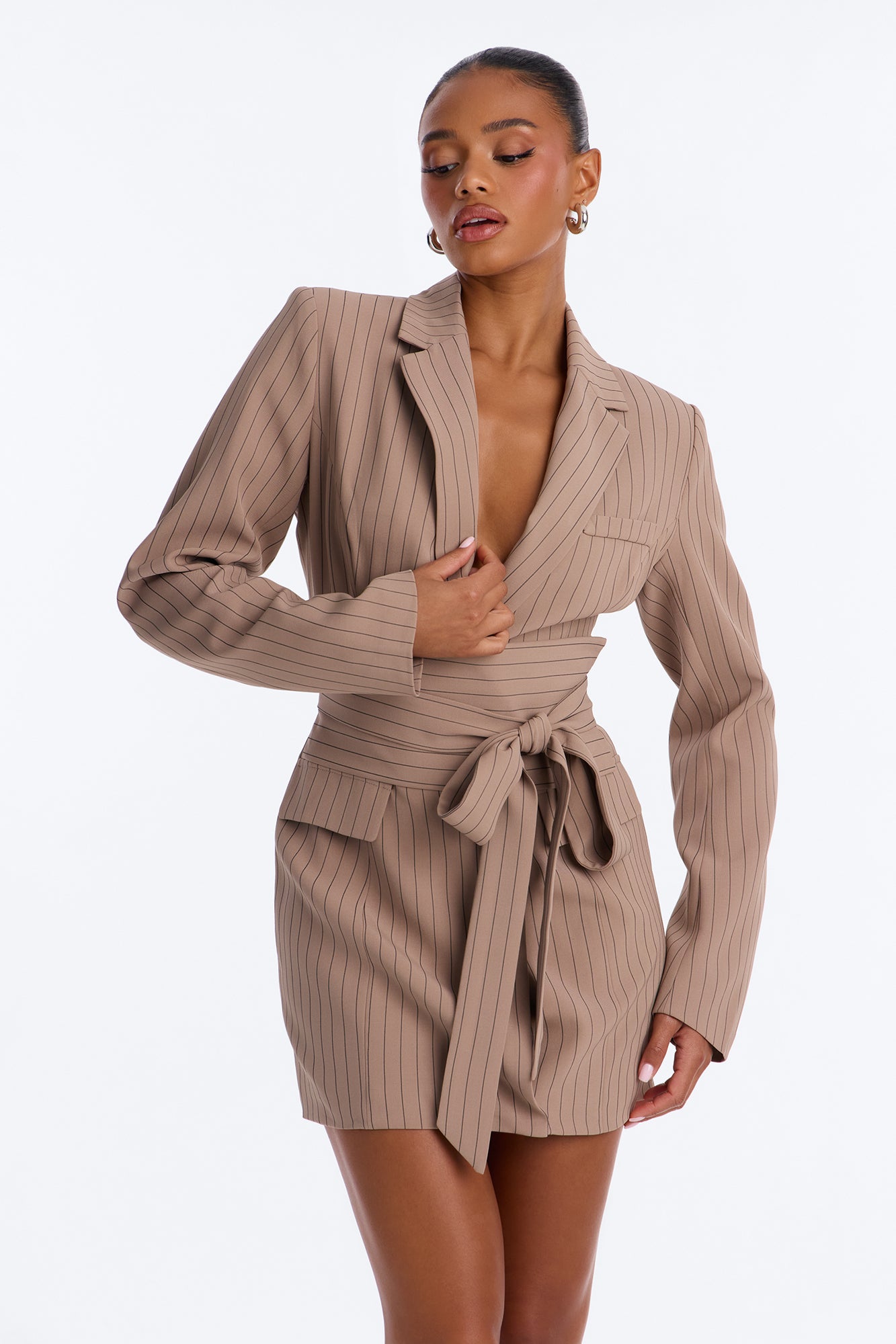 Pretty Important Blazer Mini Dress - Mocha