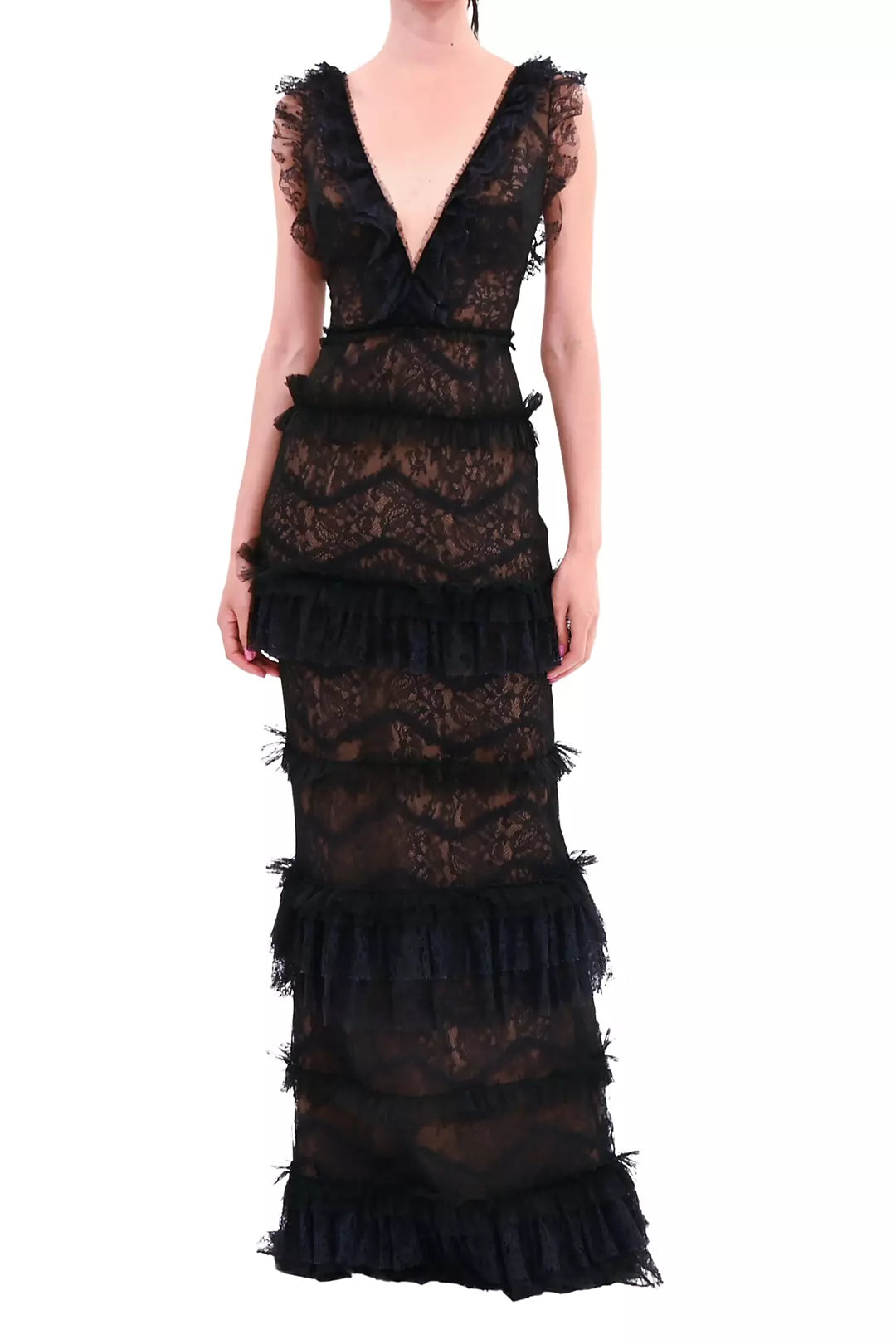 Chantilly Lace Tiered Gown