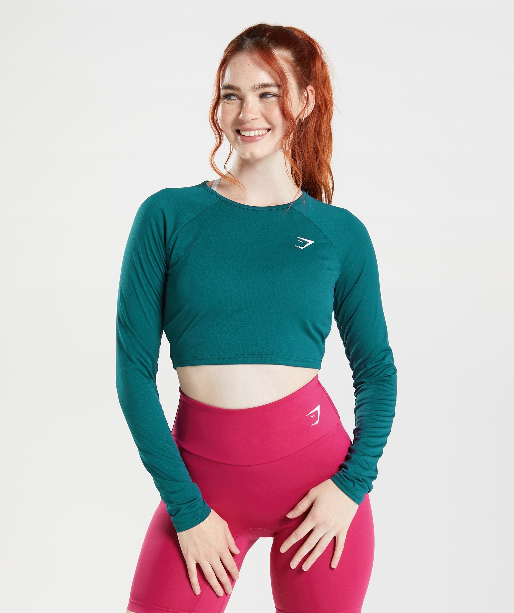 Gymshark Training Long Sleeve Crop Top - Winter Teal