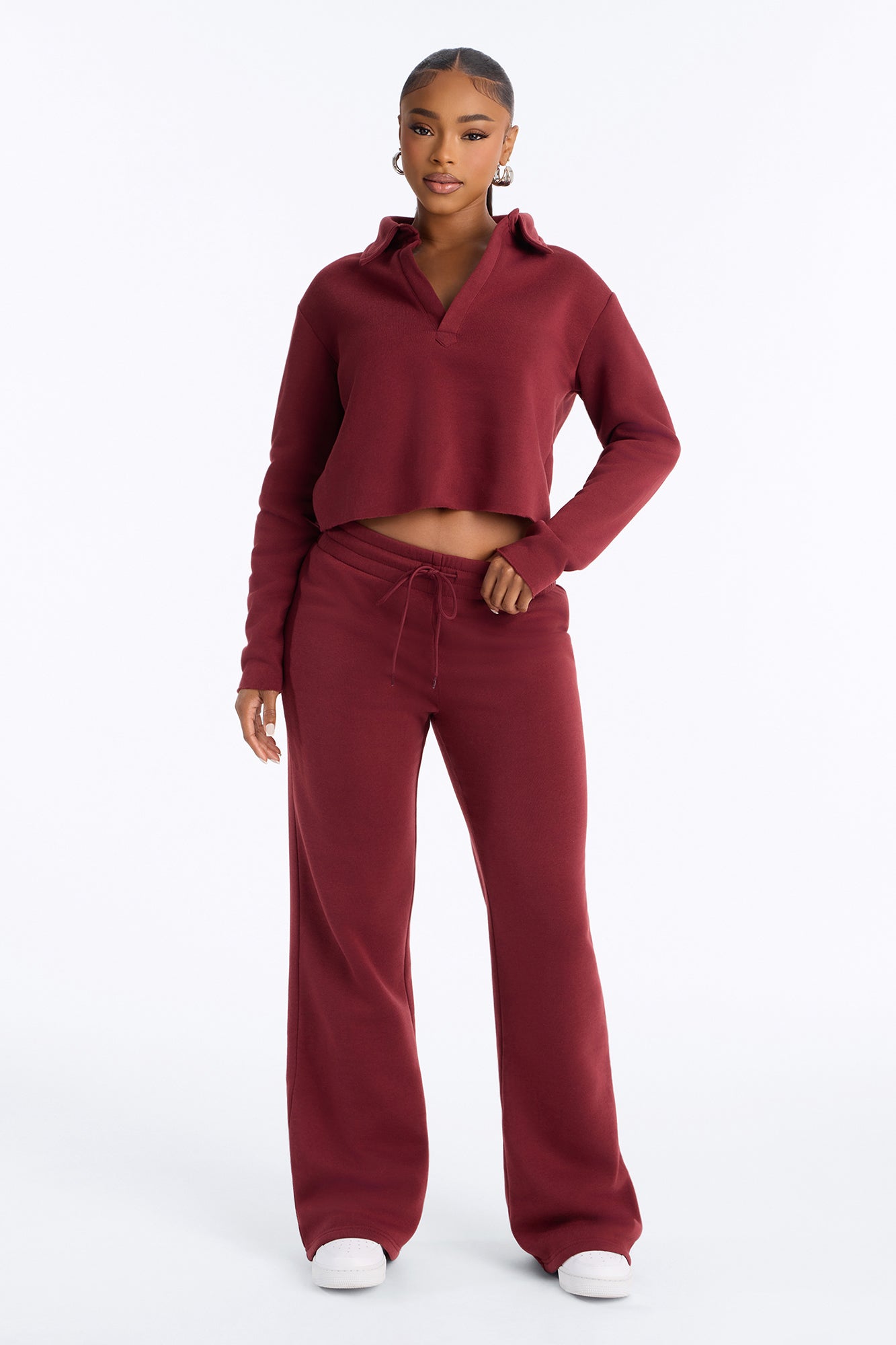 Just Because Fleece Pant Set - Wine