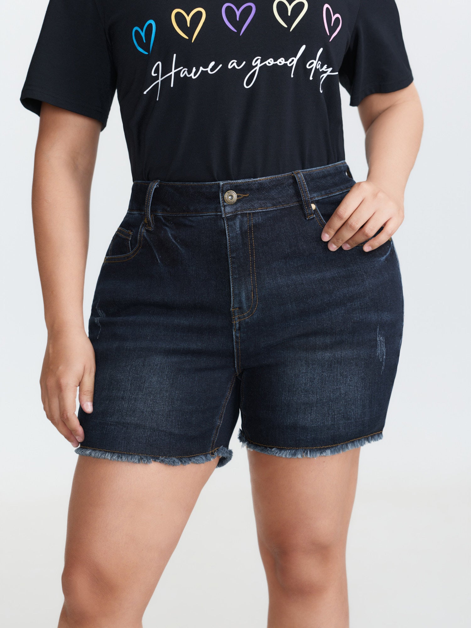 Stretchy Mid-Rise Denim Shorts