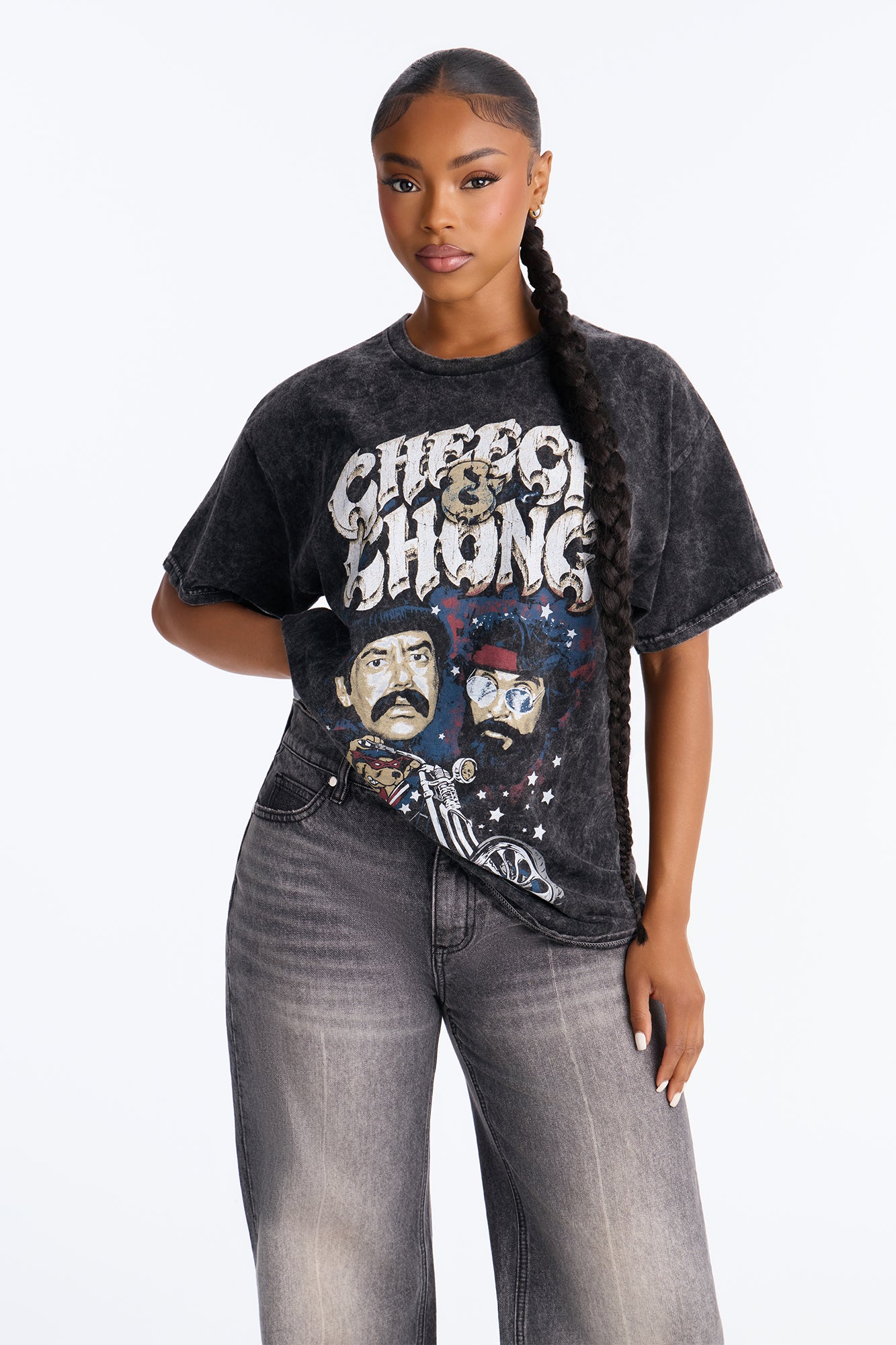 Cheech And Chong Chopper Washed Tee - Black