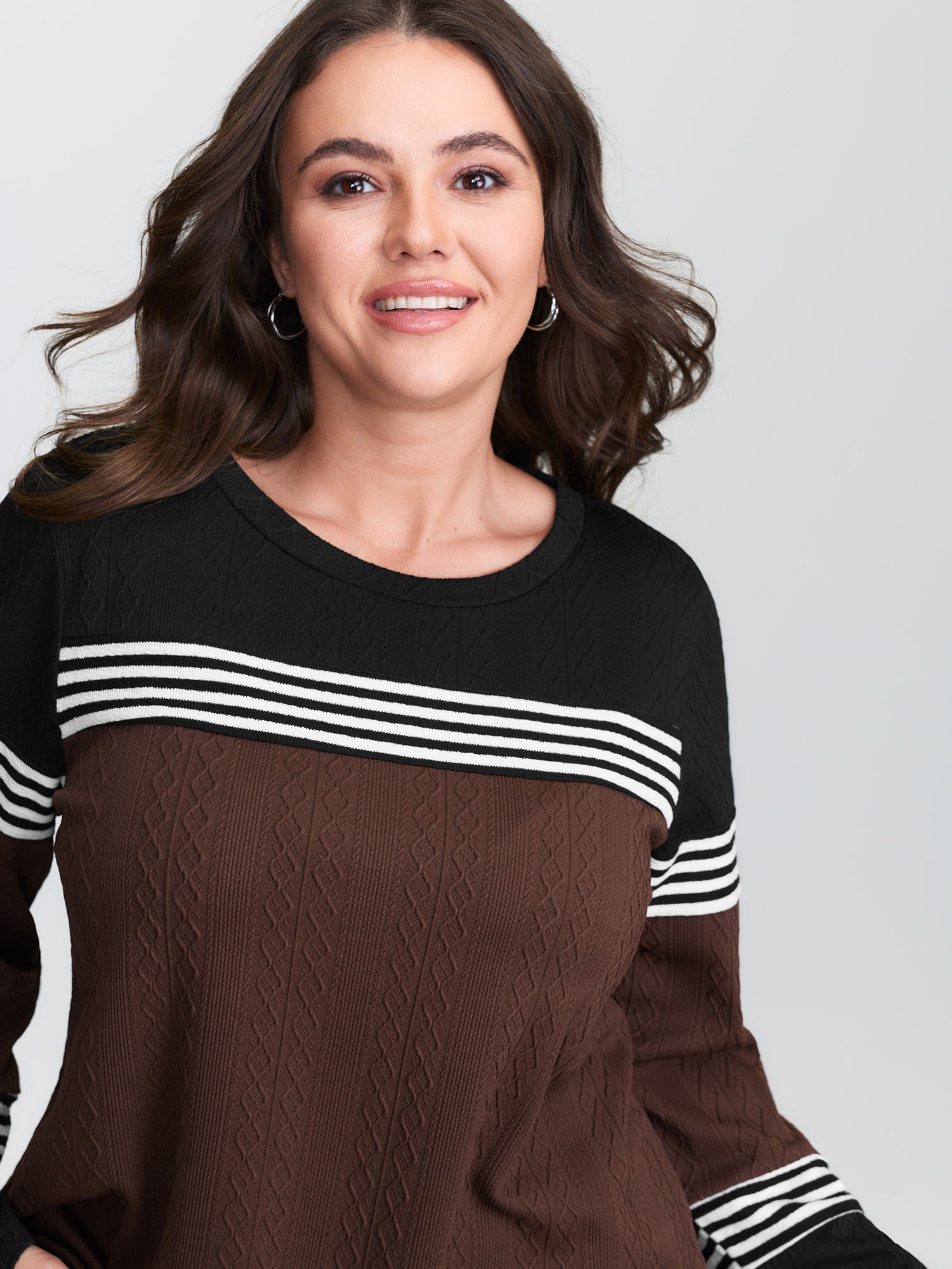 Stretchy Colorblock Textured Striped T-Shirt