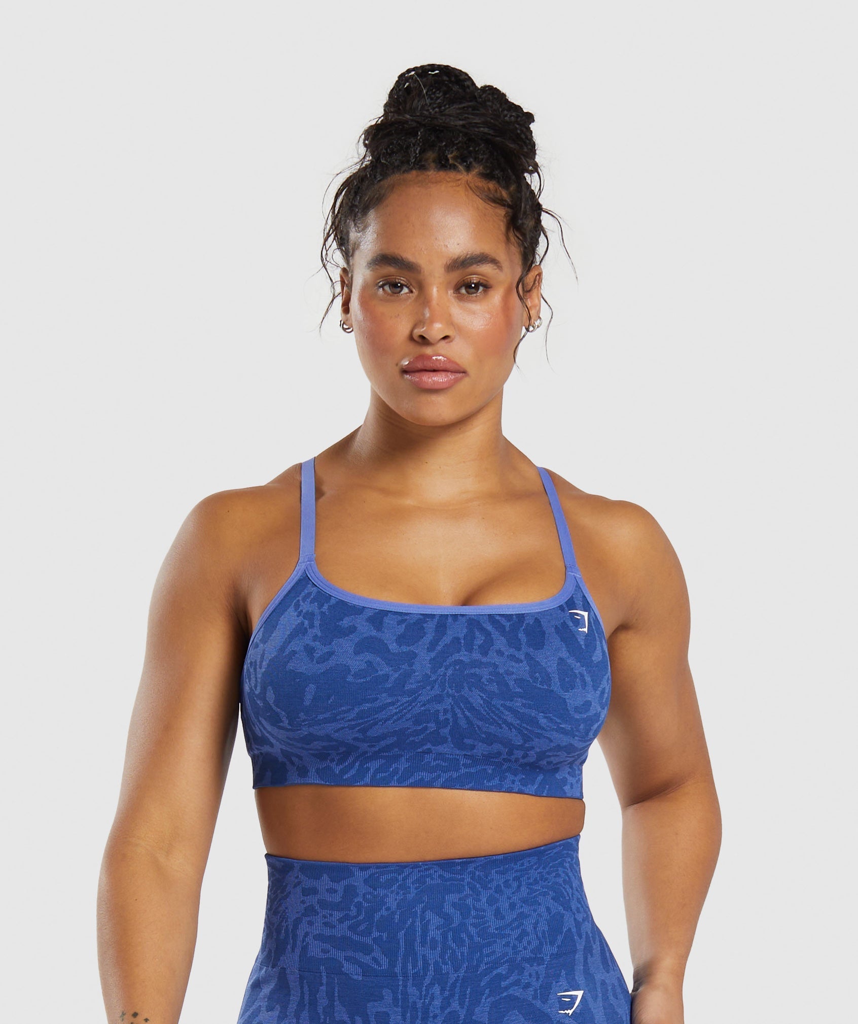 Gymshark Adapt Pattern Seamless Sports Bra - Wave Blue/Iris Blue