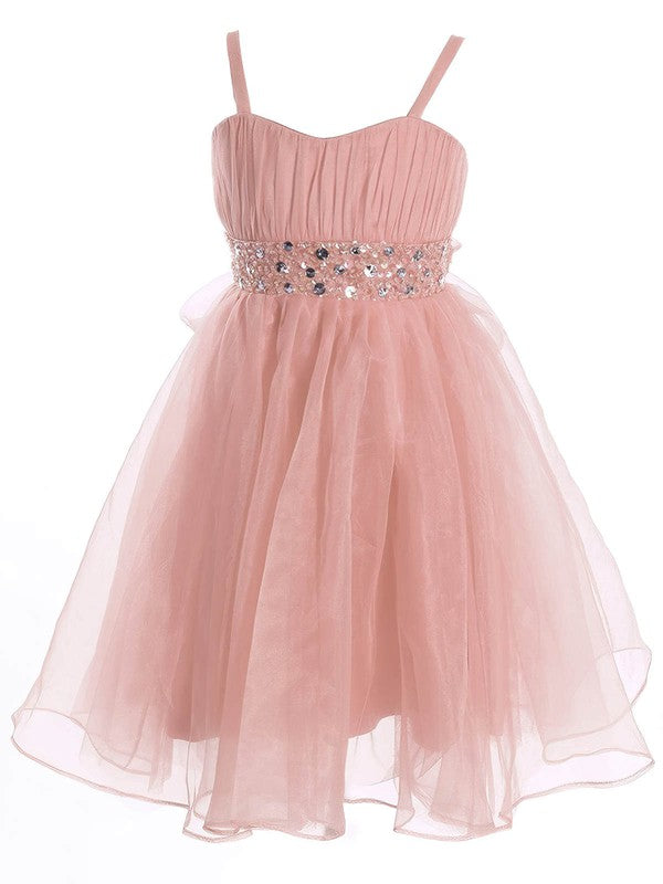 Deluxe A-Line Sweetheart Spaghetti Straps Organza Sequined Flower Girl Dresses