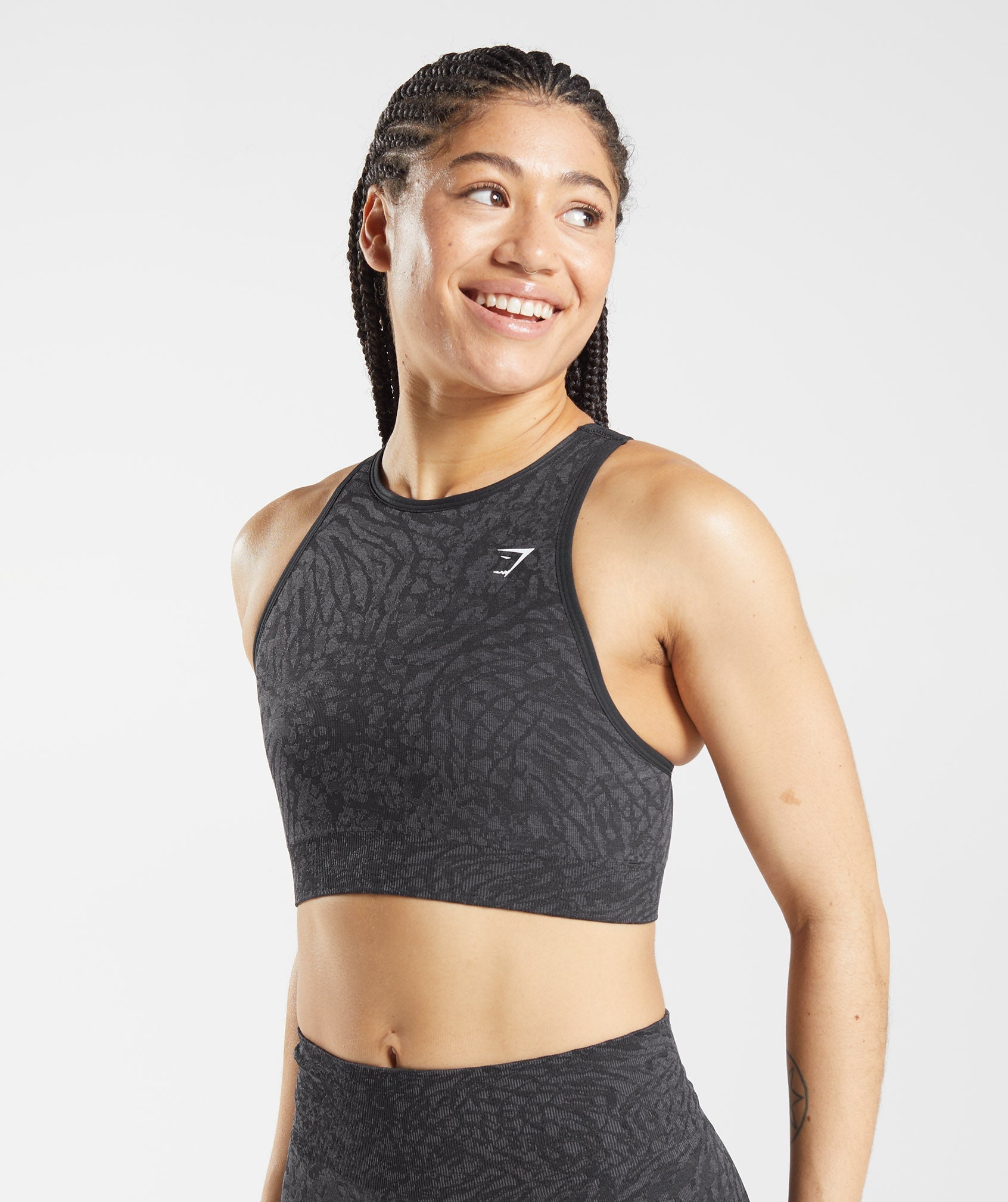 Gymshark Adapt Animal Seamless Sports Bra - Black/Coin Grey
