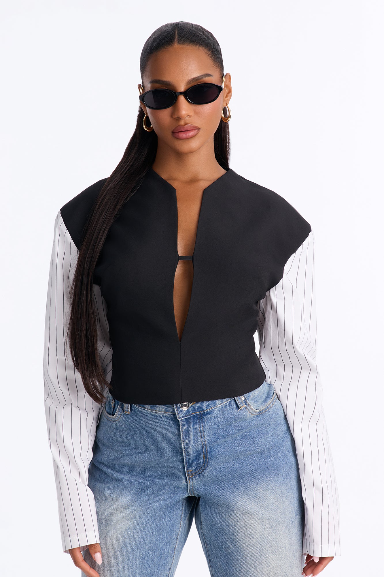 Worth The Risk Long Sleeve Blouse - Black/combo