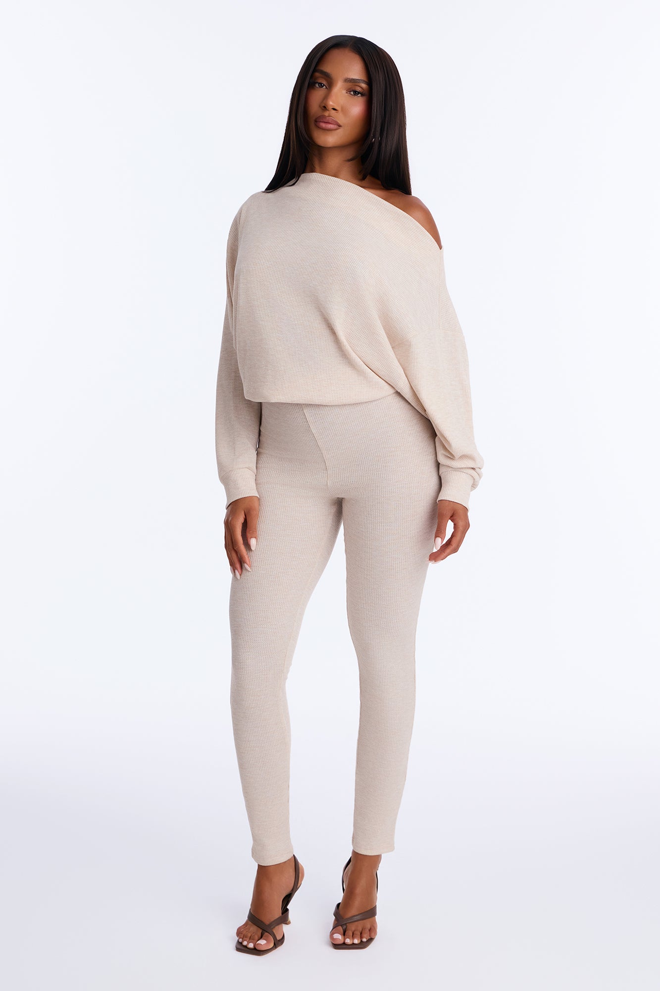 City Stroll Waffle Jumpsuit - Oatmeal