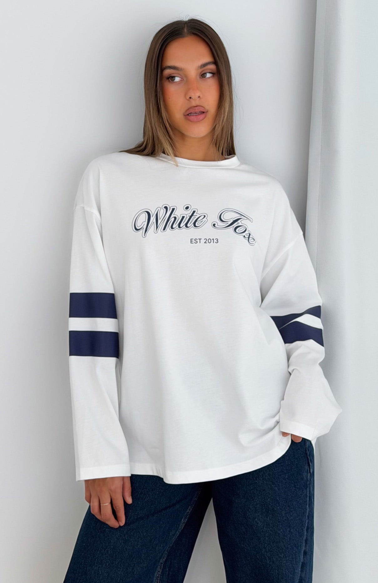Keeping You Close Oversized Long Sleeve Tee White