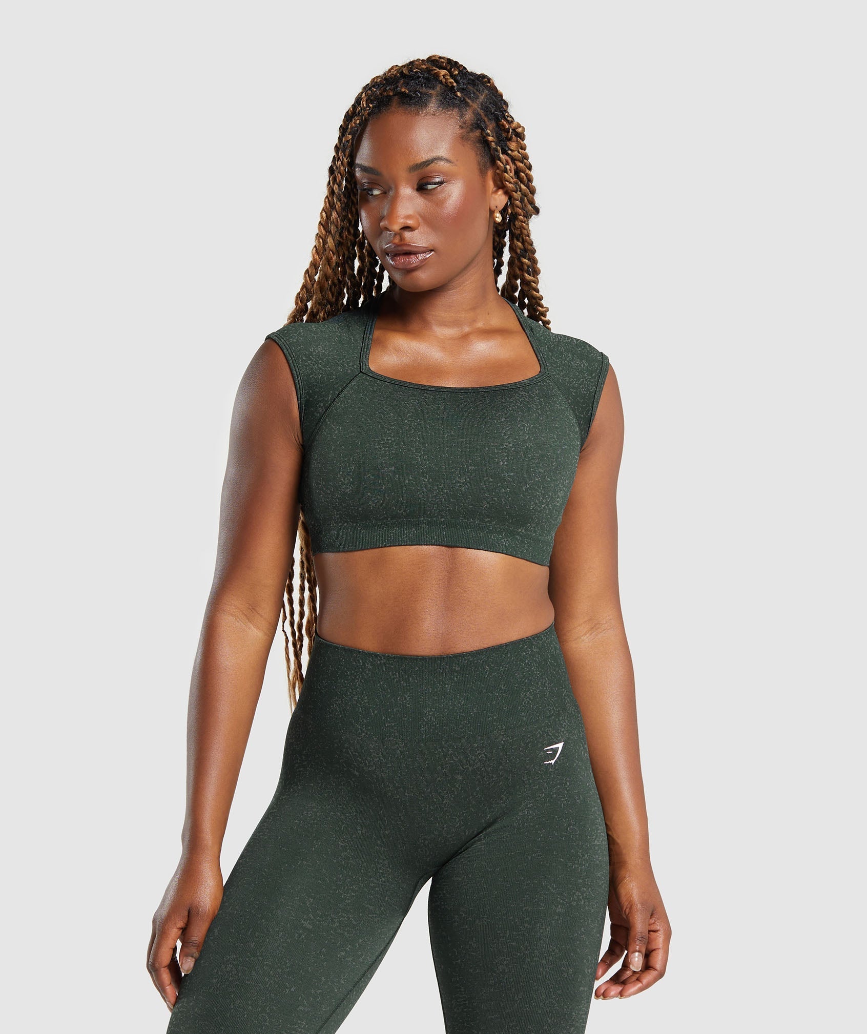 Gymshark Adapt Fleck Seamless Crop Top - Victory Green/ Unit Green