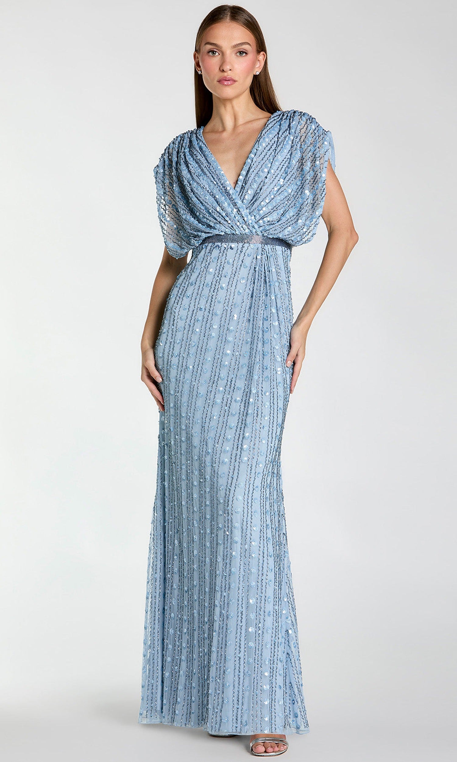 Mac Duggal 23081 - Beaded Surplice V-Neck Prom Gown