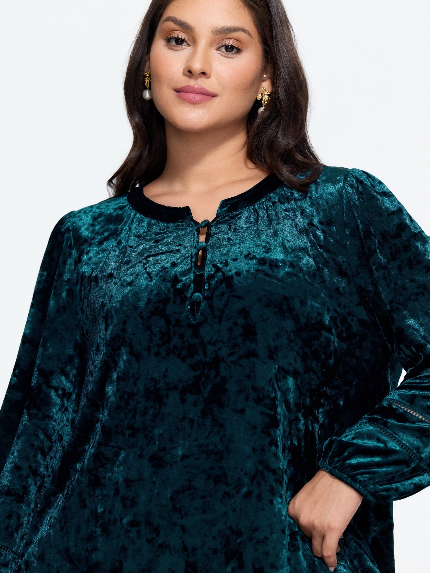 Velvet Cutout Puff Sleeve Top